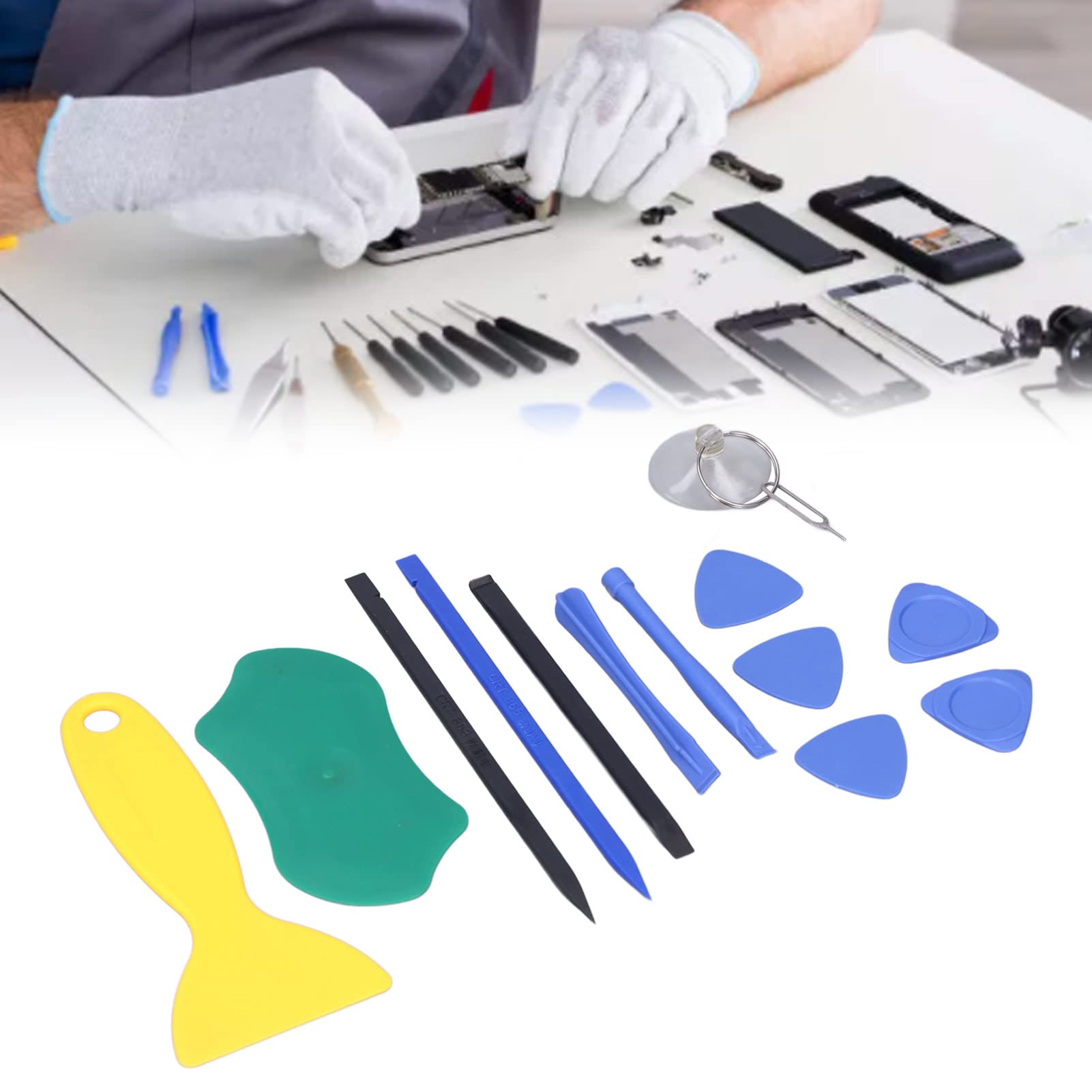 Professional Electronics Repair Tool Kit - PVC Plastic Pry Tools, Spudgers, Triangular Sheets & Suction Cups for iPhone, Laptop, Smartphone Repair | DIY Gadget Fixing Accessories for Technicians & Hobbyists