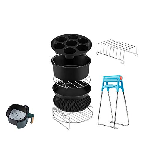 JOLIXIEYE Air Fryer Accessories Set - 8 Inch Non-Stick Cooking Tools Kit for Hot Air Fryers | Perfect for Baking, Roasting & Frying | Essential Kitchen Gadgets for Healthy Meals