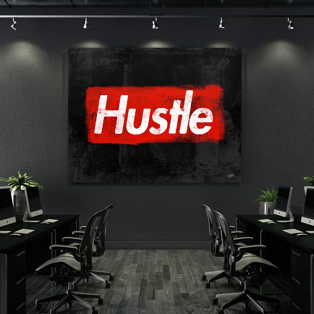 Inktuitive 'Supreme Hustle' Motivational Wall Art - 16x12 Inches Inspirational Quote Canvas Print for Home & Office Decor - Ready to Hang Positive Wall Decor for Living Room, Bedroom or Workspace