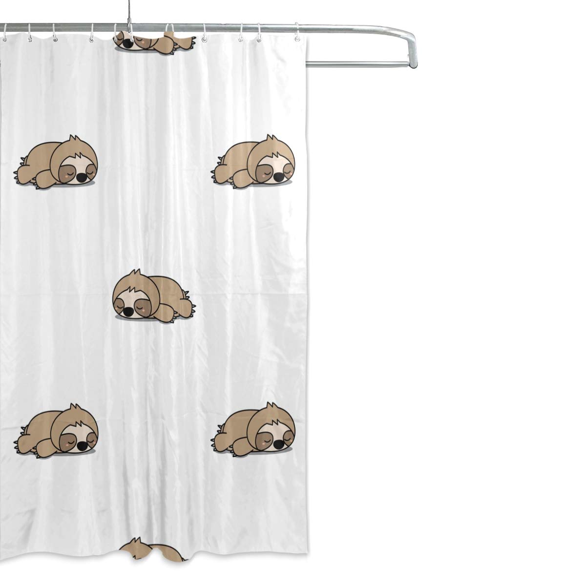 Cute Sloth Shower Curtain 60x72 Inch - Waterproof Polyester Bathroom Decor with Hooks | Tropical Jungle Theme for Kids & Adults - Perfect for Bathroom, Dorm, or Beach House Decor