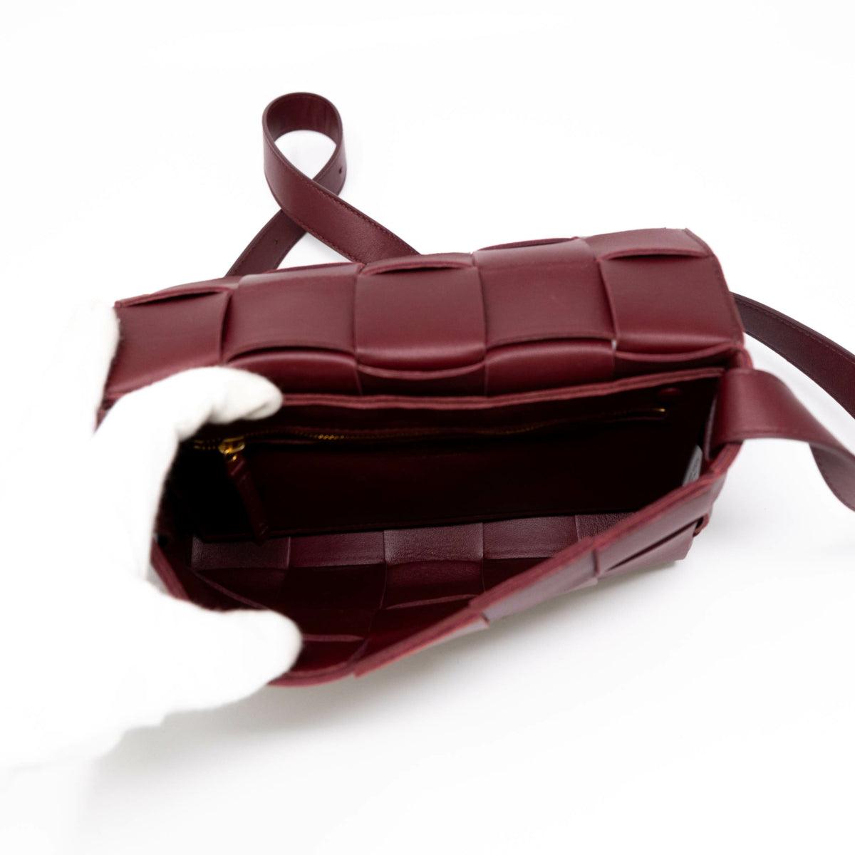 Bottega Veneta Burgundy Cassette Crossbody Bag - Luxury Leather Shoulder Purse for Women, Perfect for Date Night & Evening Events