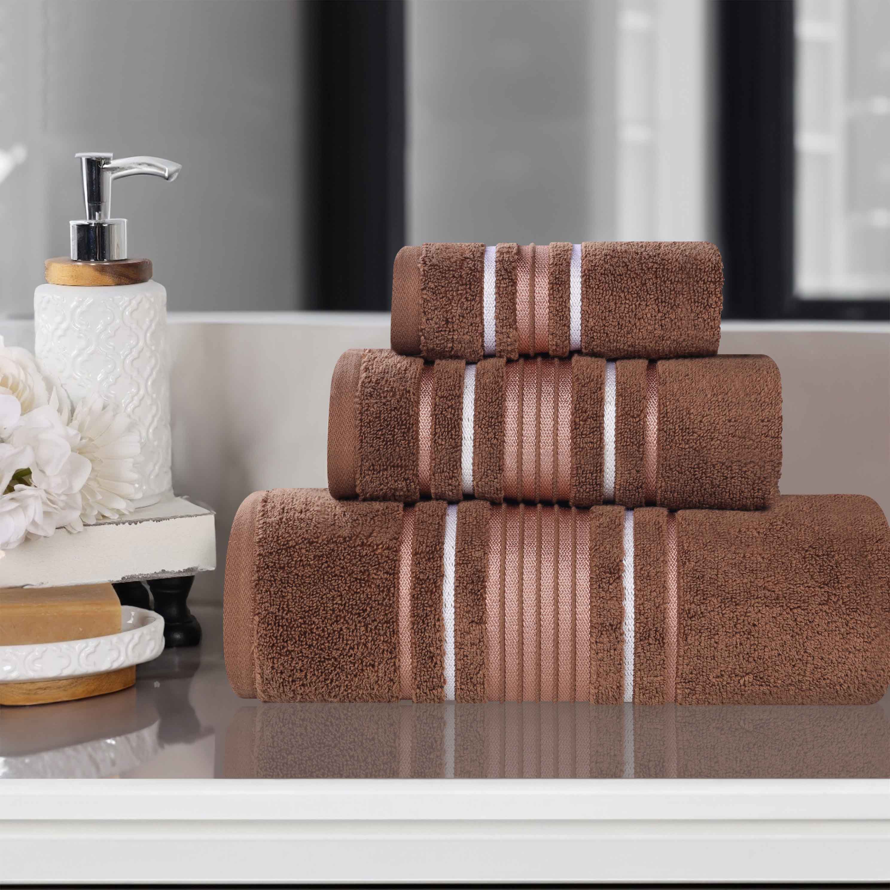 Premium Sadie Zero Twist Cotton 3-Piece Towel Set with Elegant Floral Motif - Ultra Soft & Absorbent Bath Towels for Spa, Guest Bathroom & Luxury Home Decor