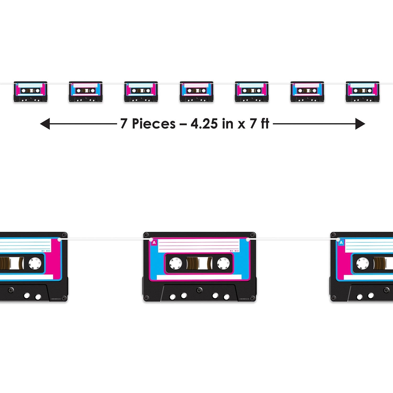 12 Pack Beistle Cassette Tape Party Streamers - Retro 80s Themed Party Decorations for Birthday, Graduation & Music Theme Events