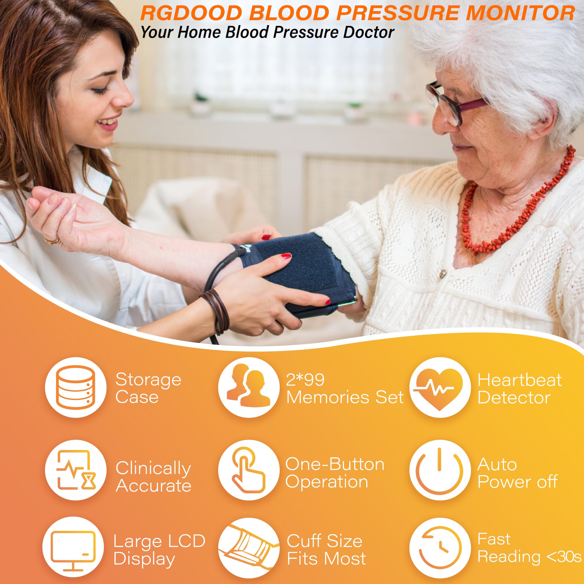 Digital Blood Pressure Monitor - Dual User, 2x90 Memory, Large Cuff (8.5
