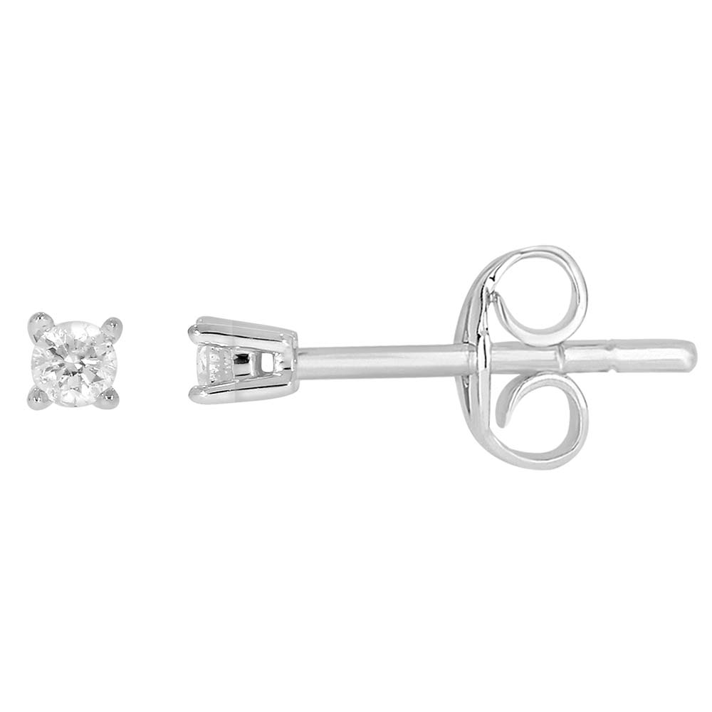 9ct White Gold 0.05 Carat Brilliant Cut Diamond Stud Earrings for Women - Elegant Everyday Jewelry Gift for Her, Perfect for Weddings, Anniversaries & Special Occasions