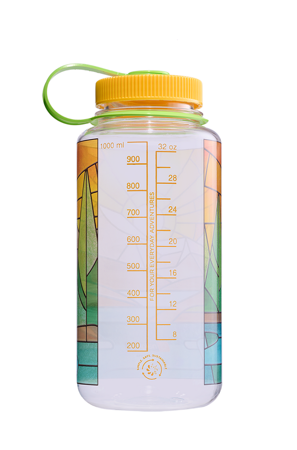 Nalgene 32oz Wide Mouth Water Bottle with Stained Glass Print - BPA Free, Leak Proof & Durable for Hiking, Gym & Outdoor Activities