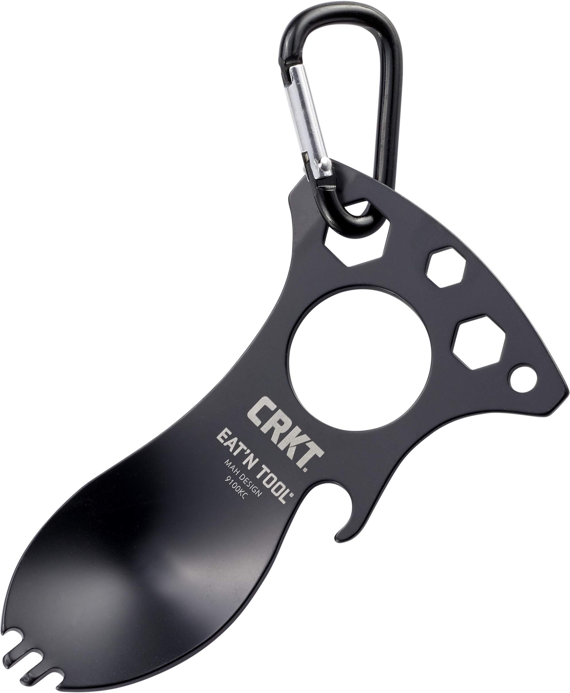 CRKT Eat'N Tool Outdoor Spork Multitool: Stainless Steel Camping Utensil with Bottle Opener - Perfect for Hiking, Backpacking, Picnics & Survival Kits (Black 9100KC) | Compact & Lightweight Gear for Outdoor Adventures