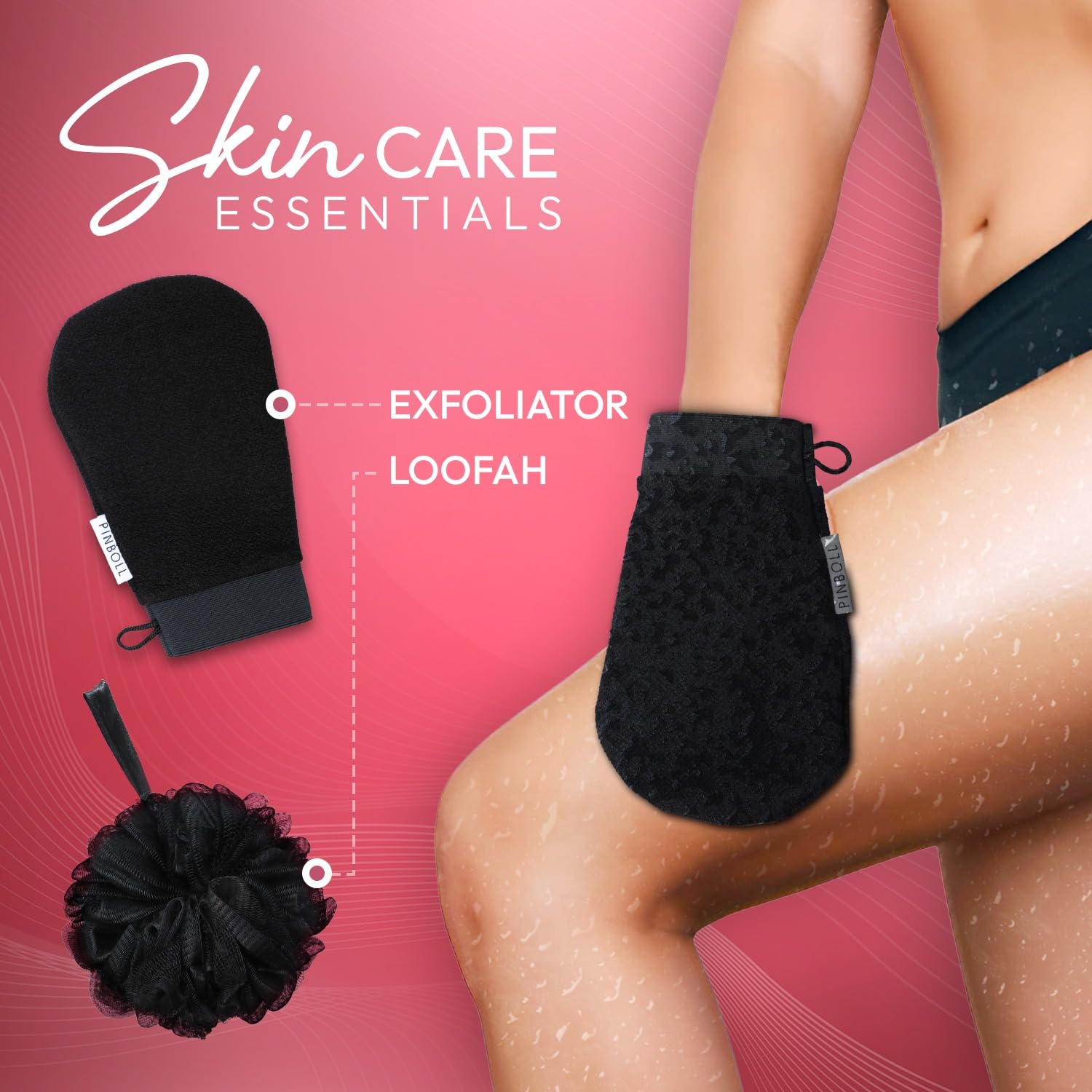 Exfoliating Gloves for Dead Skin Removal - Loofah Bath Gloves for Smooth & Even Skin | Breathable Viscose Fiber Exfoliator (2-Pack) | Ideal for Shower, Spa & Dry Brushing | Men & Women Body Scrub Gloves