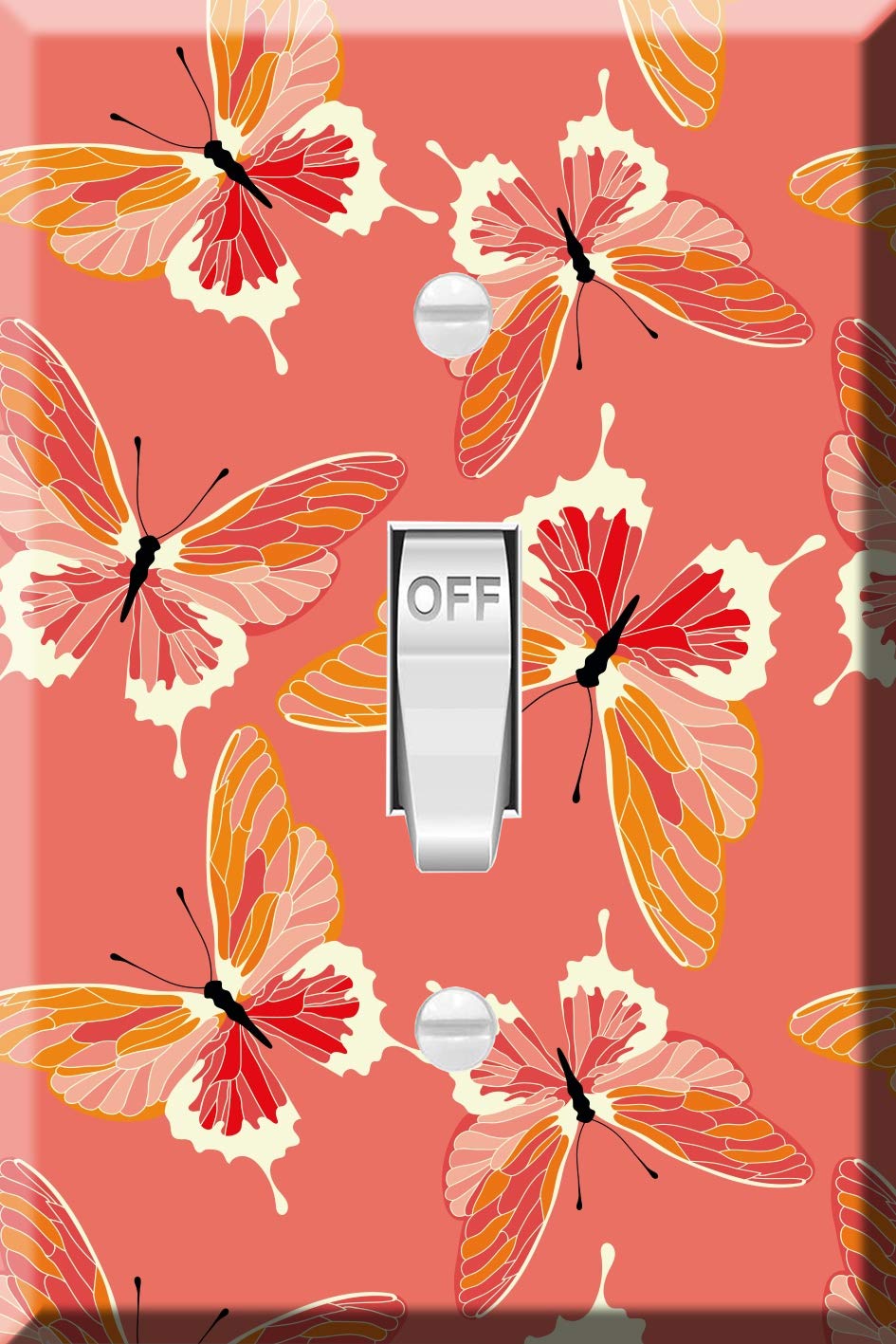Butterfly Coral Toggle Wall Plate - Single Light Switch Cover for Home Decor
