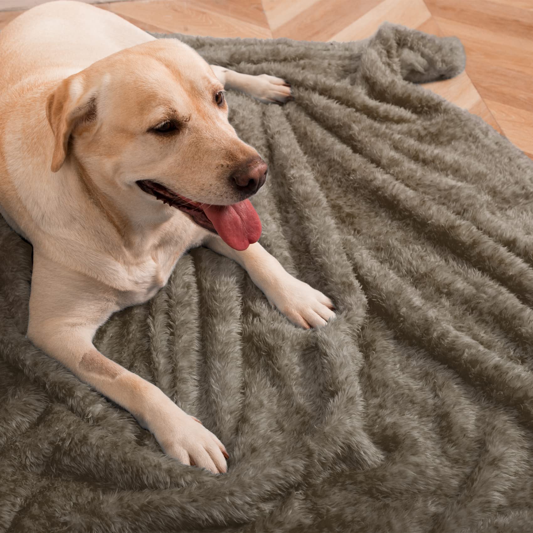 MACEVIA Fluffy Fleece Pet Blanket for Dogs & Cats - Warm Soft Throw for Bed, Couch & Travel