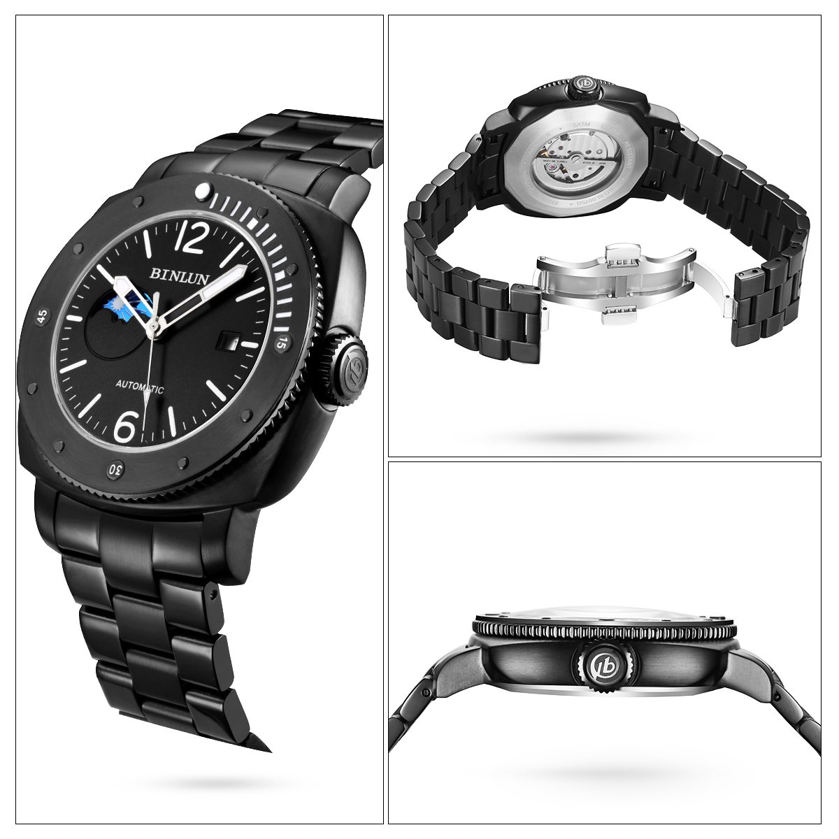 BINLUN Men's Automatic Mechanical Watch - Waterproof Stainless Steel Dress Watch with Date Display - Perfect Gift for Him, Family & Friends - Ideal for Business, Formal Events & Daily Wear