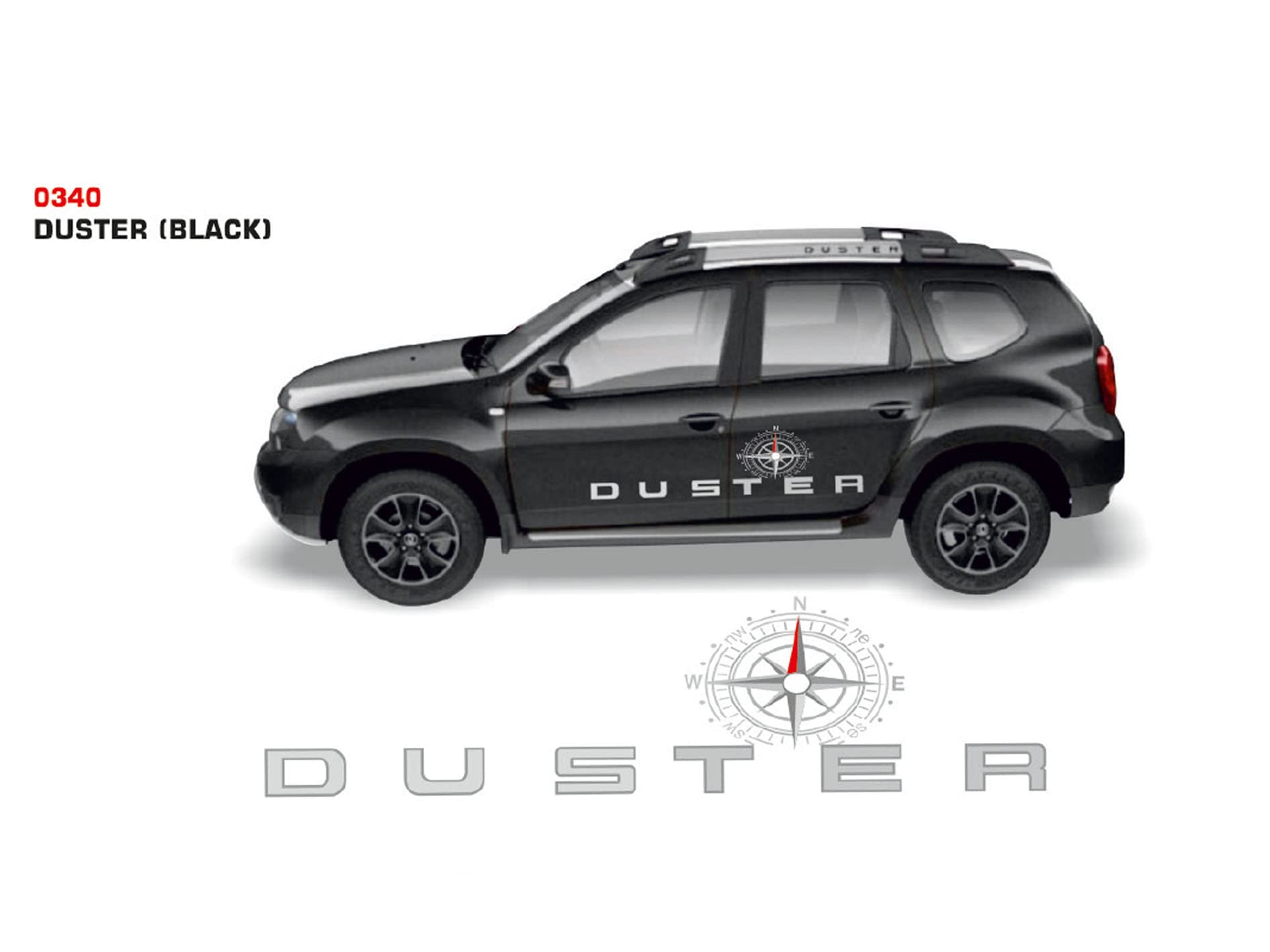 3D Black Car Decal Sticker - AUTODECALS Duster for Exterior (19x193cm) | Car Accessories Upgrade