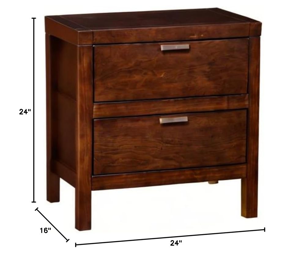 Modern Alpine Furniture Nightstand in Carmel & Cappuccino Finish - Stylish Bedside Table for Bedroom, Living Room, or Office