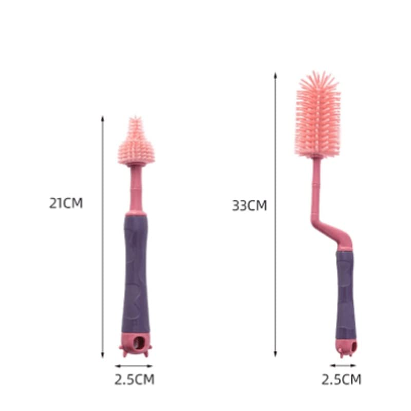 4-Piece Baby Bottle Cleaning Brush Set - Pacifier Brush, Rotary Bottle Brush & Heat-Resistant Tongs for Safe Sterilization | Perfect for Newborn Feeding Essentials & Dishwasher Safe