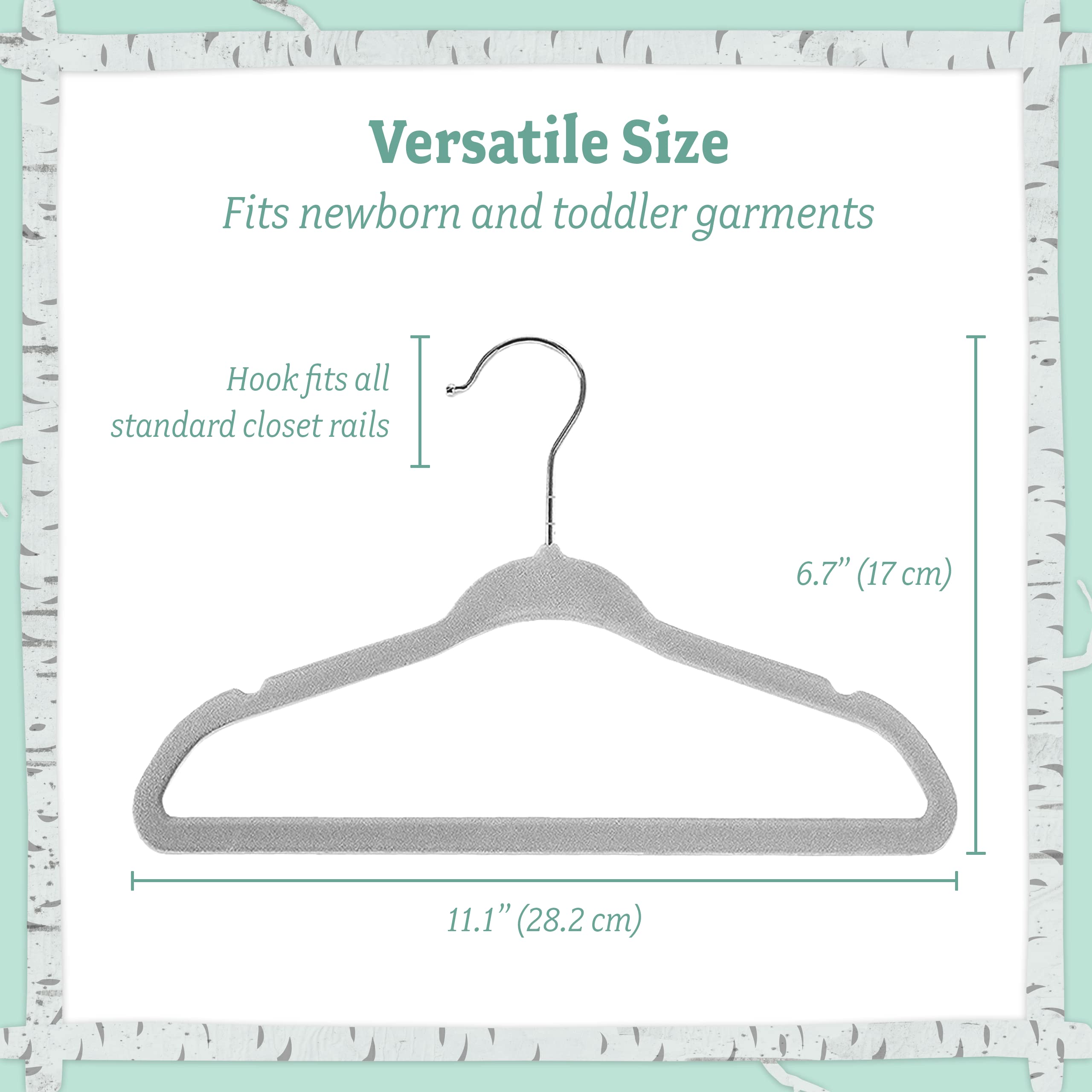 Baby Clothes Hangers - 15 Pack Non-Slip Velvet Hangers for Kids Wardrobe, Nursery Closet Organizer with Dividers (Grey) - Perfect for Toddler Clothes Storage and Baby Room Organization