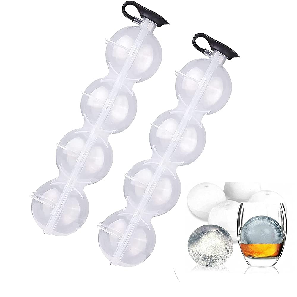 Premium 2.2 Inch Whiskey Ice Ball Mold - 4 Hole Reusable Sphere Ice Cube Maker for Bourbon, Scotch & Cocktails | Perfect for Home Bars, Parties & Iced Beverages | Great for Whiskey Stones, Cocktail Ice Balls & Chilled Drinks