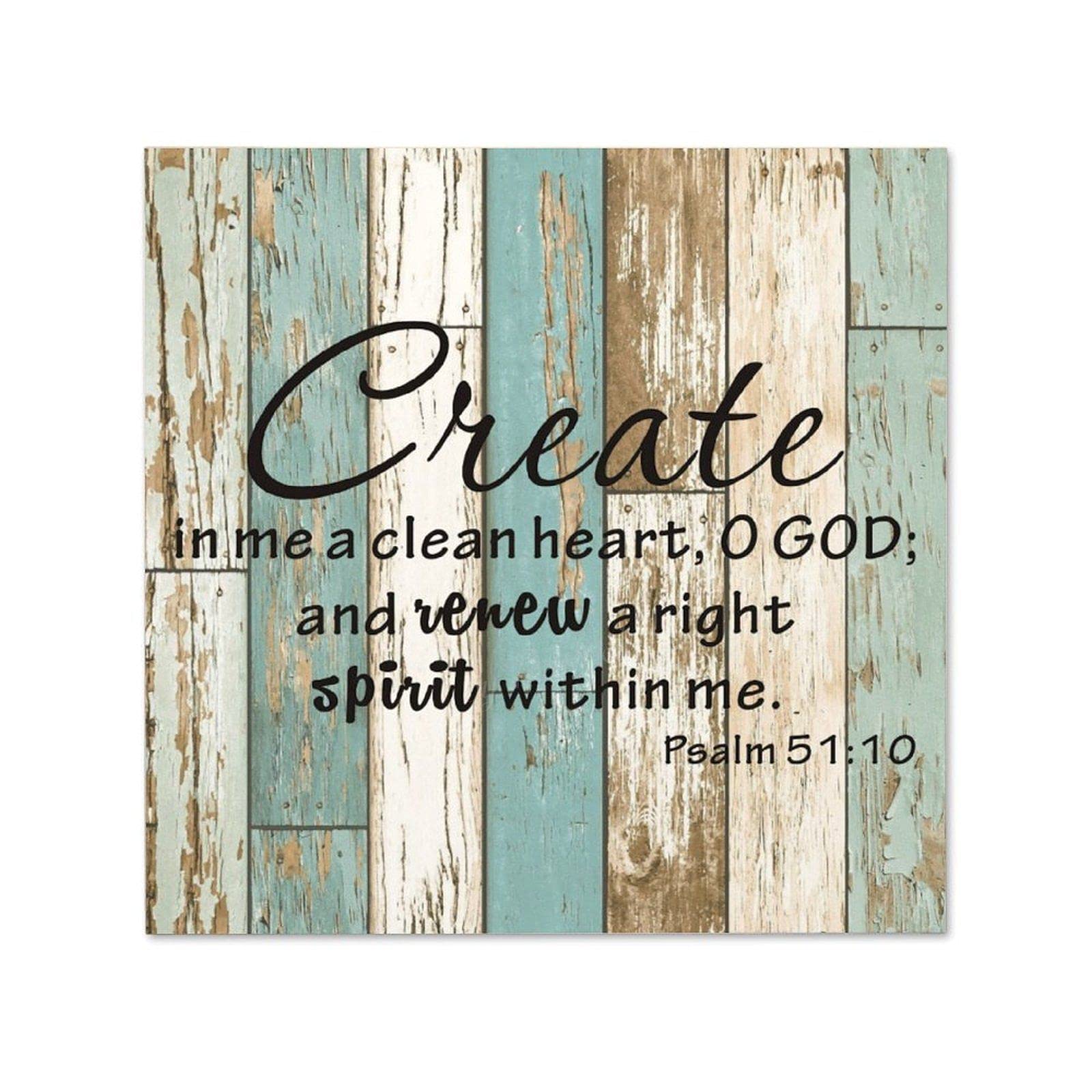 Rustic Wood Wall Art Sign - 'Create in Me A Clean Heart' Inspirational Plaque, 12x12 Inch Farmhouse Decor for Home, Office & Nursery - Perfect for Christian Gifts, Wall Decor & Room Accents