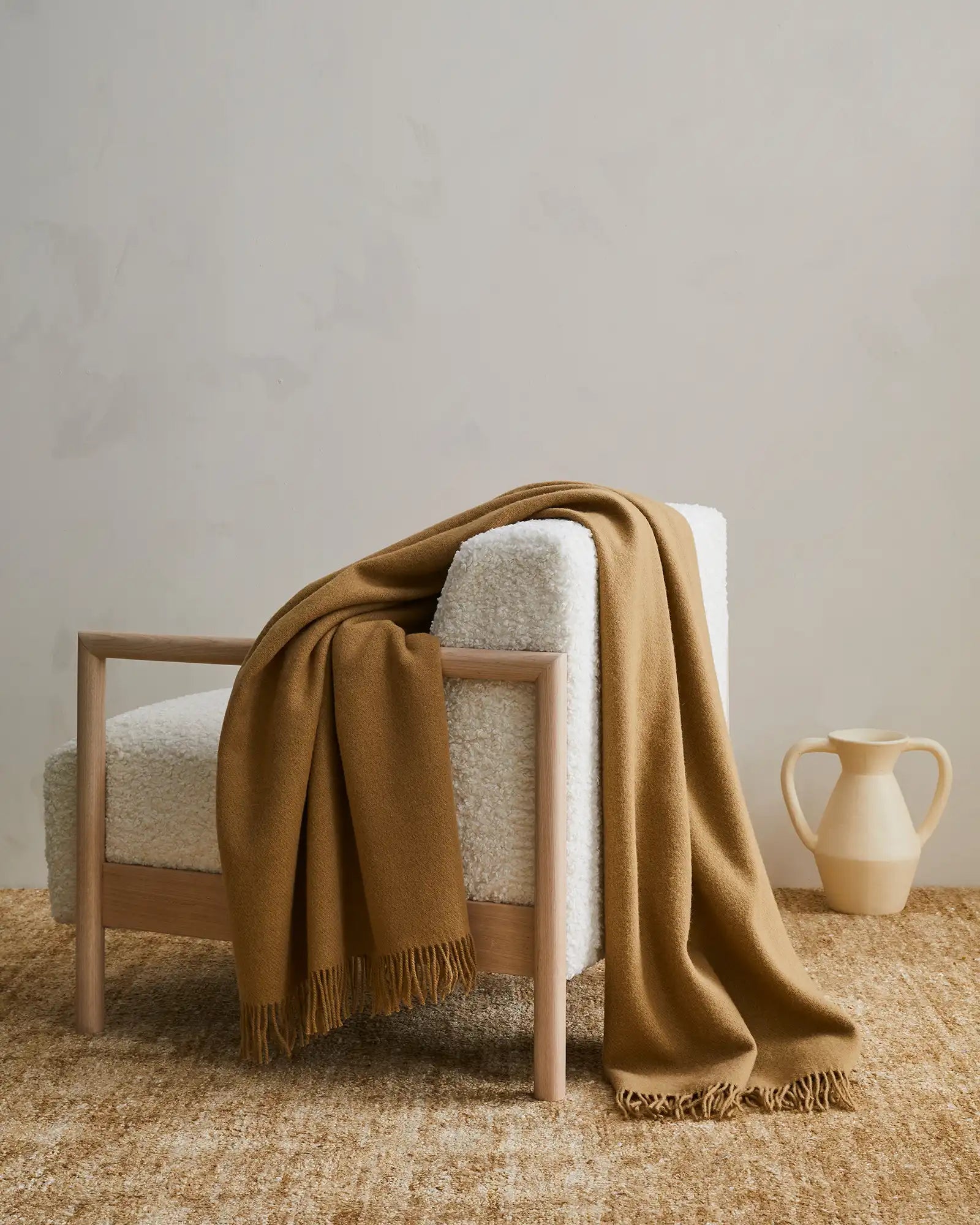 Luxury Nevis Throw Blanket - Soft Camel Color Cozy Knit Afghan for Couch, Bed & Sofa - Perfect for Winter Nights, Relaxing & Home Decor