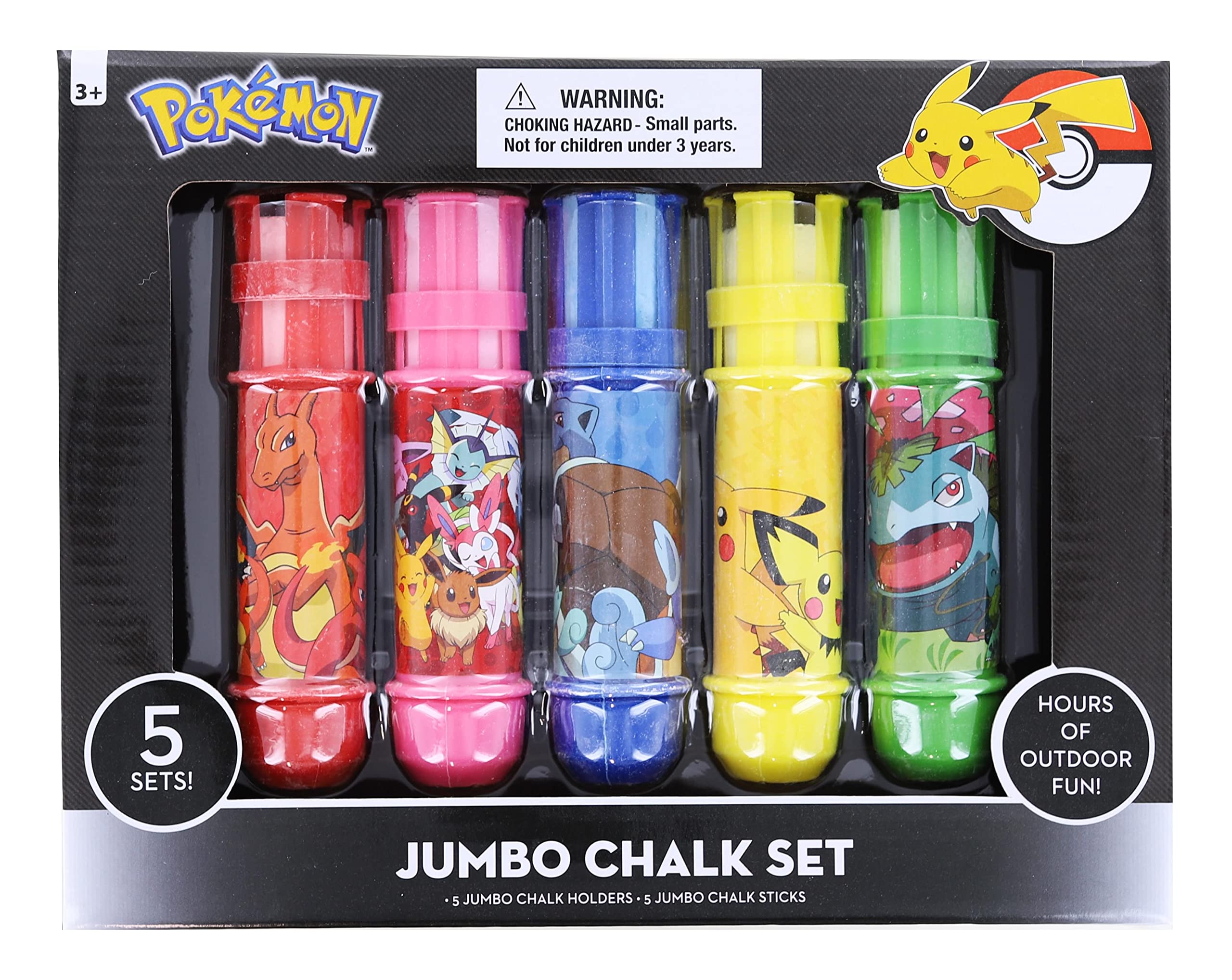 **Pokemon Kids Outdoor Sidewalk Chalk Set - 24 Jumbo Chalks with Holders for Drawing & Play - Fun Sidewalk Art for Kids, Birthday Gifts, Outdoor Activities**