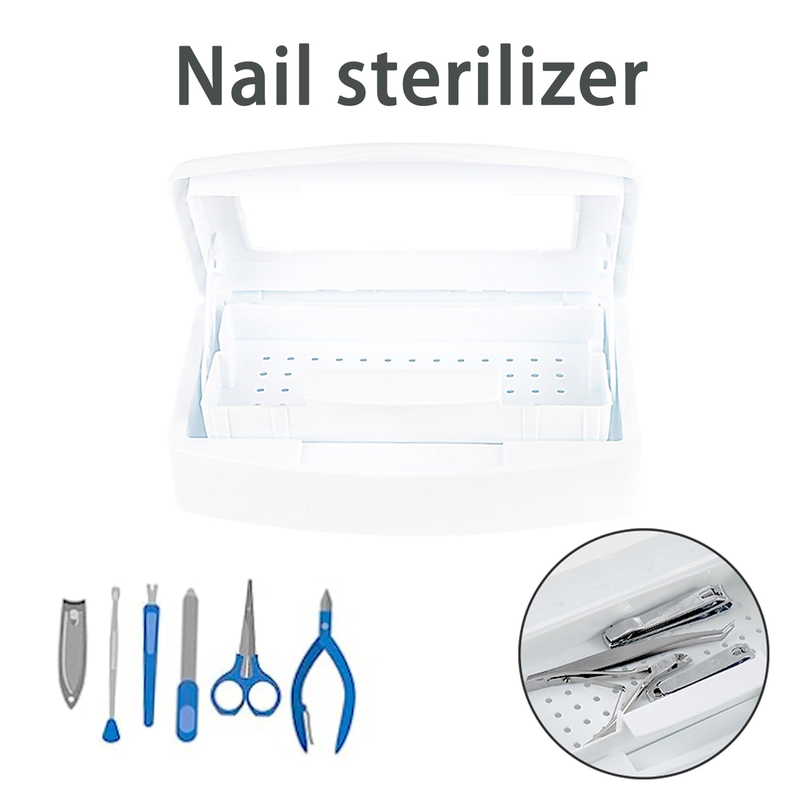 Professional Nail Tool Sterilizer Box - UV Sanitizer for Nail Art Tools, Sterilization Tray for Tweezers & Manicure Equipment | Salon & Home Use Nail Tech Organizer | Perfect for Nail Salons, Home Manicures & Beauty Professionals
