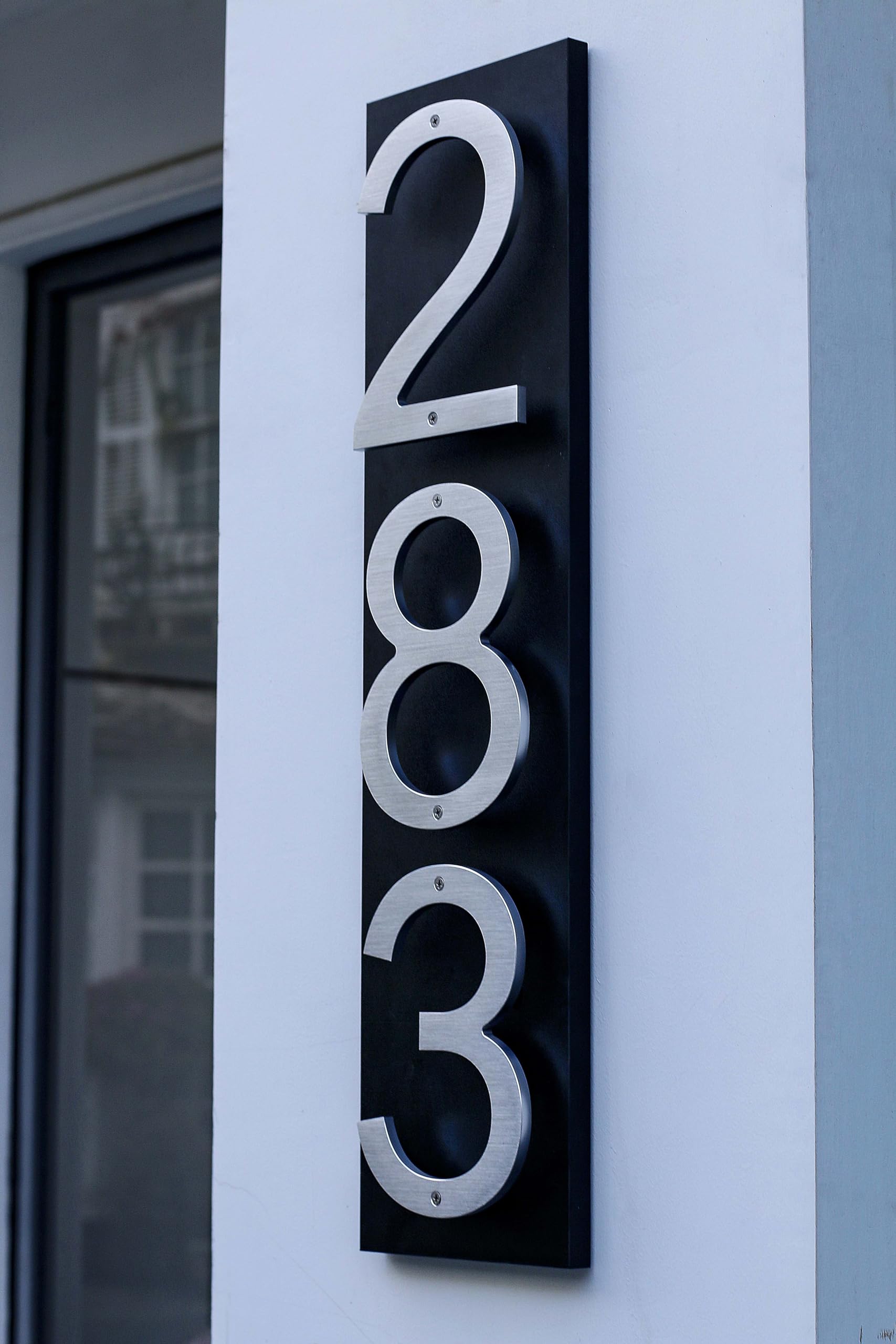8 Inch Silver Modern Floating Metal House Numbers - Large Aluminum Address Plaque for Front Door, Outdoor Brick House - Weatherproof & Durable (Set of 2) - Perfect for Home, Office, or Business Exterior Signage