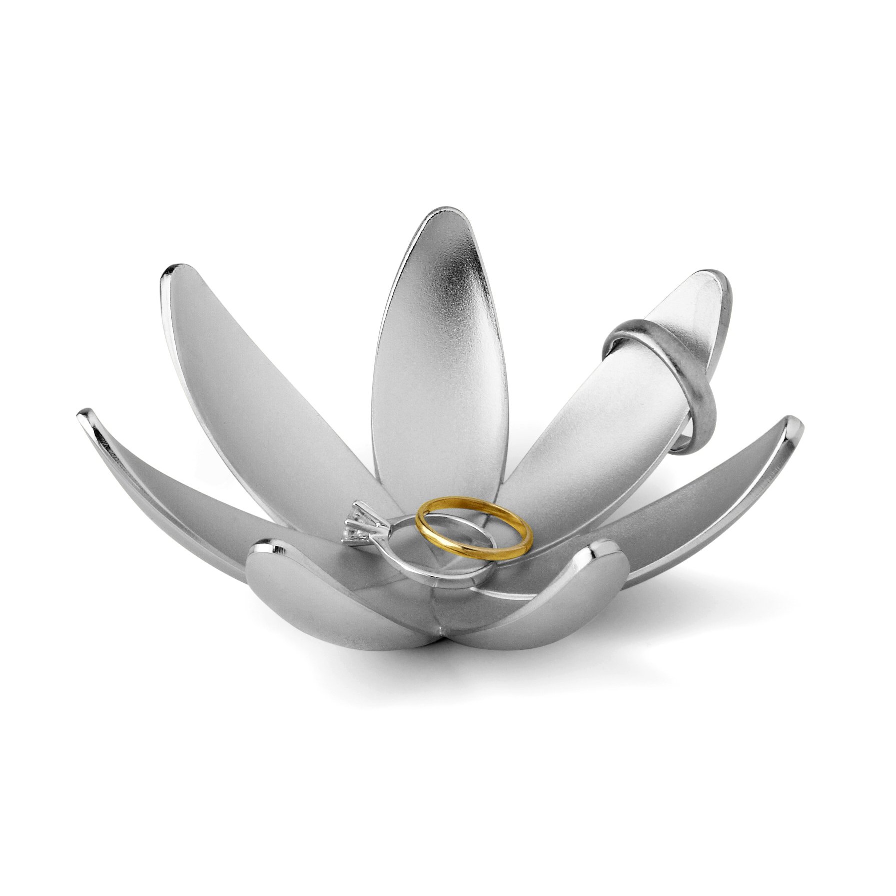 Chrome Magnolia Ring Dish for Jewelry Storage