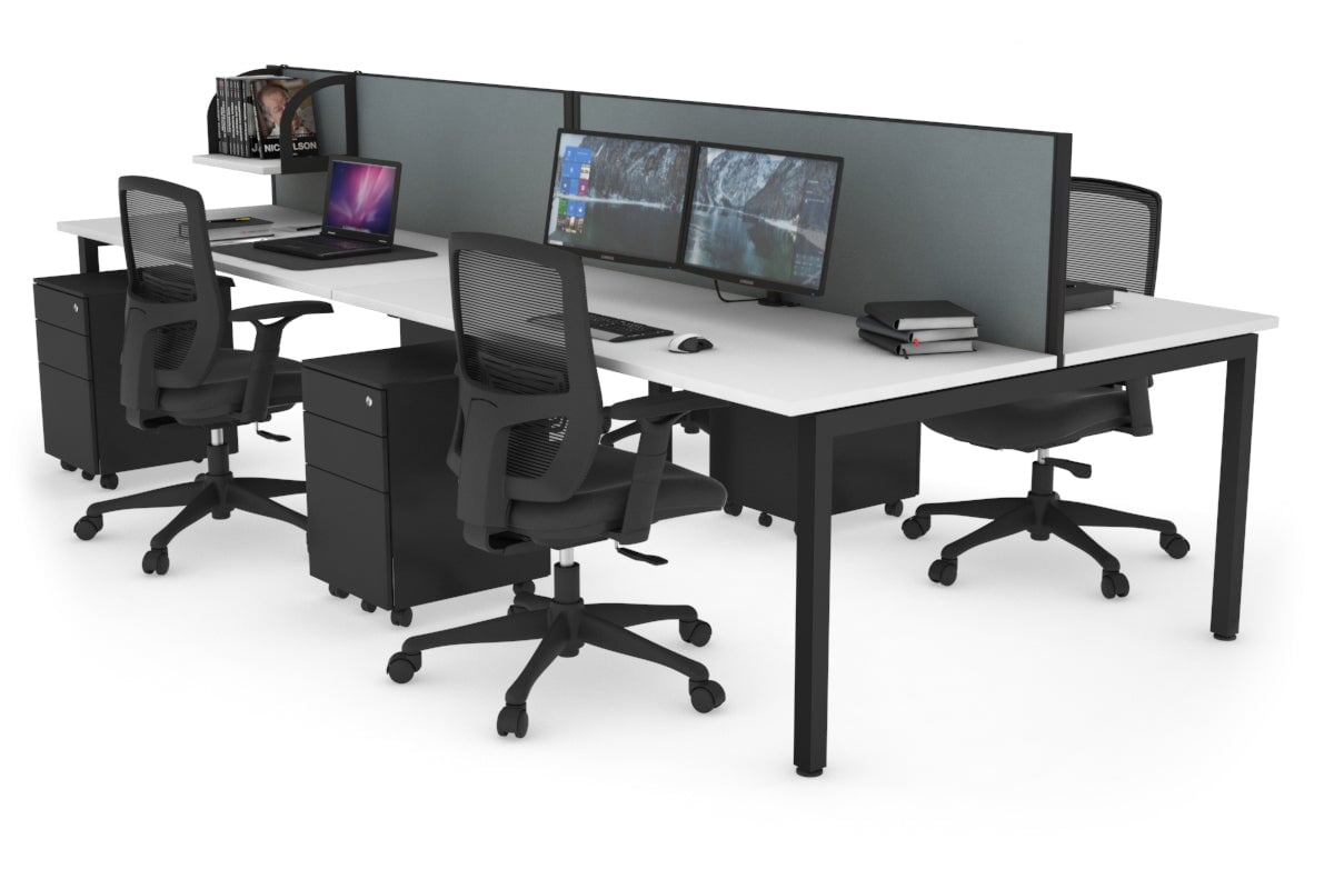 Quadro Square Legs 4-Person Office Workstation Desk - 1800mm x 700mm (71