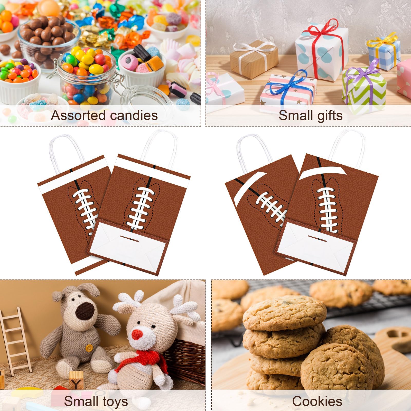 16-Piece Football-Themed Gift Bags with Handles - Party Favors, Treat & Candy Bags for Birthday, Sports Events & Tailgating - Perfect for Game Day Celebrations, Team Snacks & Kids' Party Supplies
