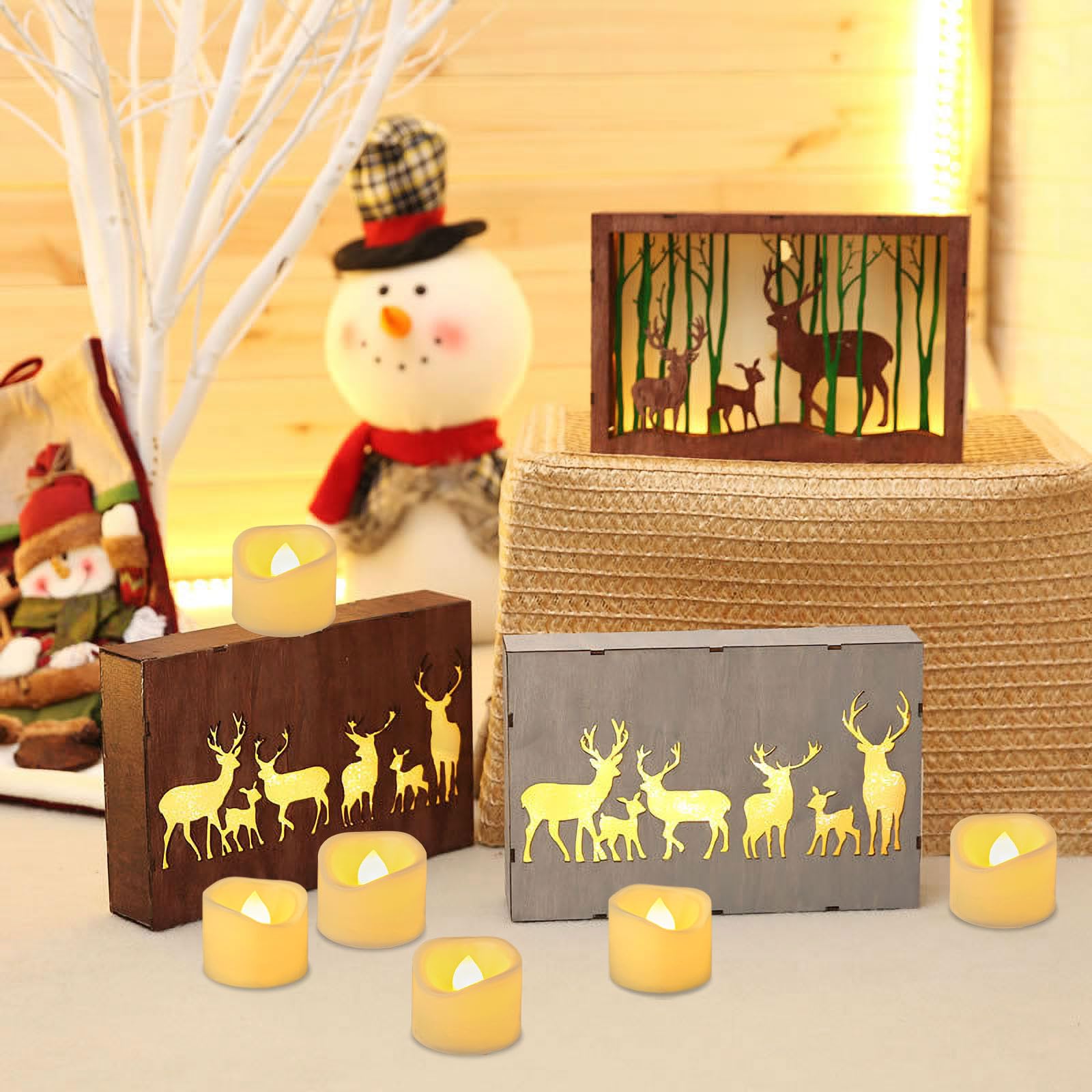 12 Pack Flameless LED Tea Light Candles with Timer - 6 Hours On/18 Hours Off Auto Cycle, Battery Operated Flickering Votive Candles for Halloween Pumpkin Decorations, Wedding Centerpieces & Home Ambiance Lighting