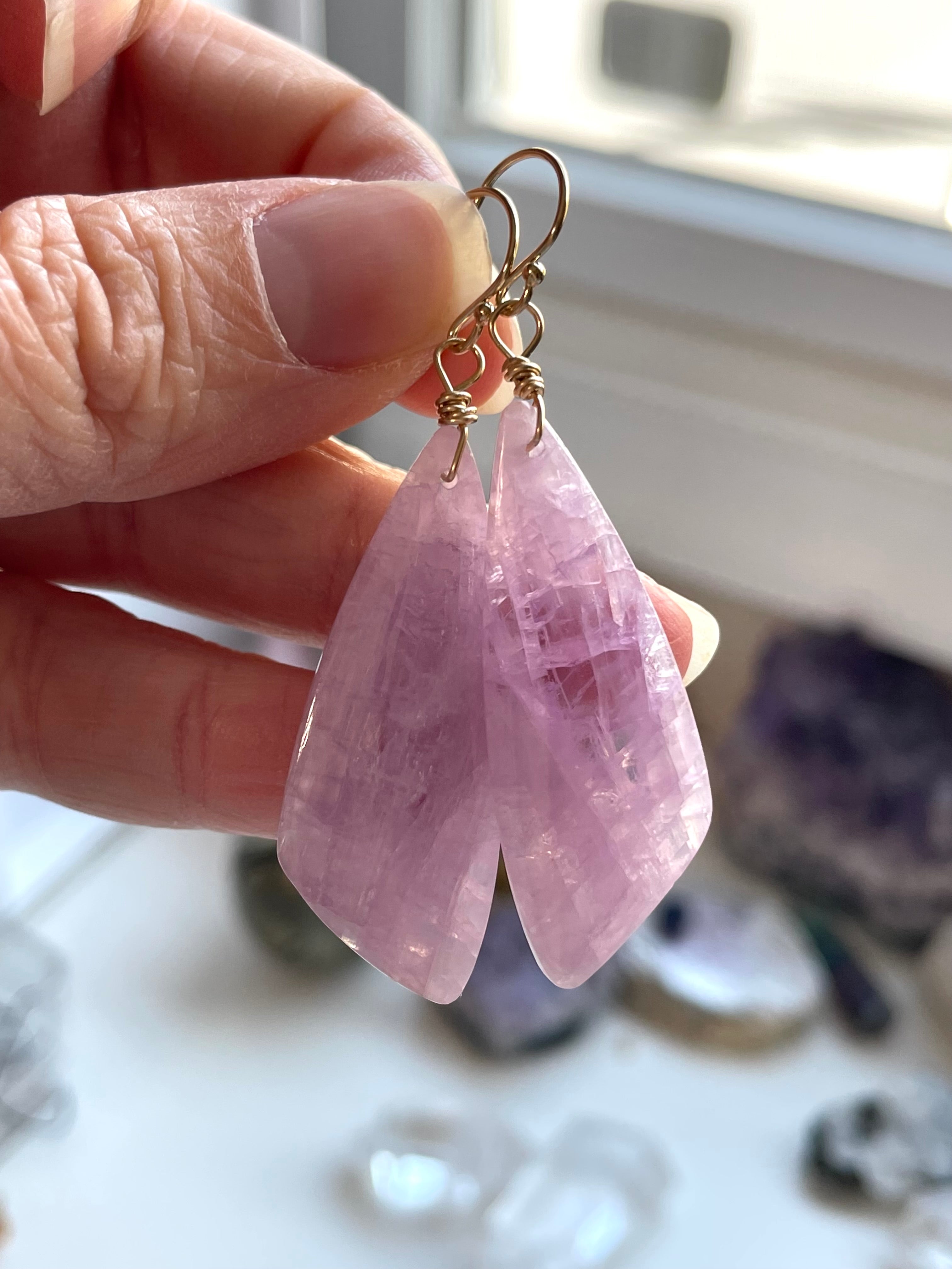 14K Gold Filled Kunzite Statement Earrings for Women - Elegant Dangle Drop Jewelry for Parties, Weddings & Special Occasions