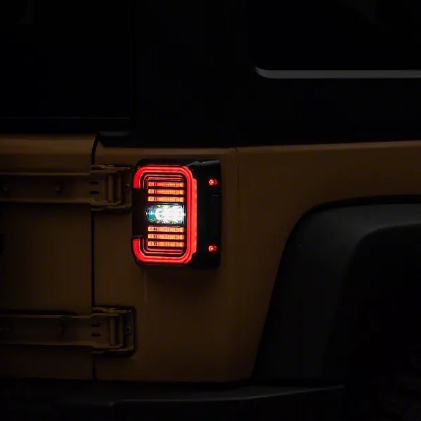LED Tail Lights for Jeep Wrangler JK JKU (2007-2018) - Smoked C-Shaped Design - Waterproof & Durable Replacement Taillamps - Perfect for Off-Roading, Night Driving & Custom Jeep Upgrades