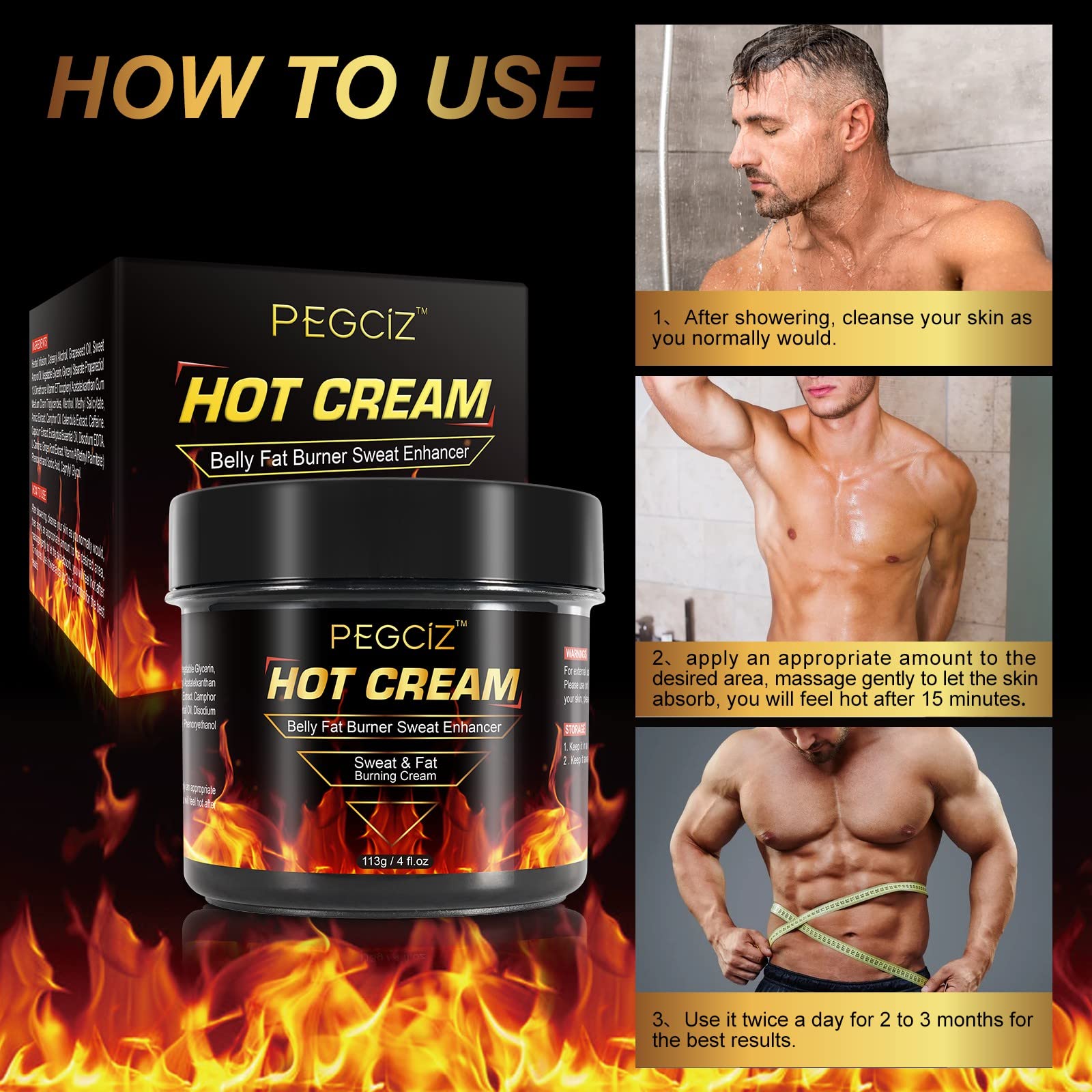 Premium Fat Burning Cream for Weight Loss - Hot Slimming Cream for Belly, Thighs & Butt - Cellulite Treatment Cream for Women & Men - Firming & Sweat-Activating Body Cream for Legs & Stomach - Perfect for Gym, Home Workouts & Post-Pregnancy Body Shaping