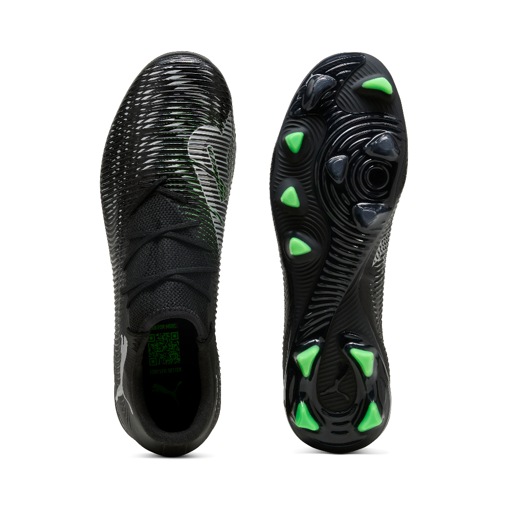 Puma Future 8 Match Low FG/AG Soccer Cleats for Men - Black/Cool Light Gray/Fluoro Green - Lightweight Football Boots for Artificial Grass & Firm Ground - Perfect for Training & Matches