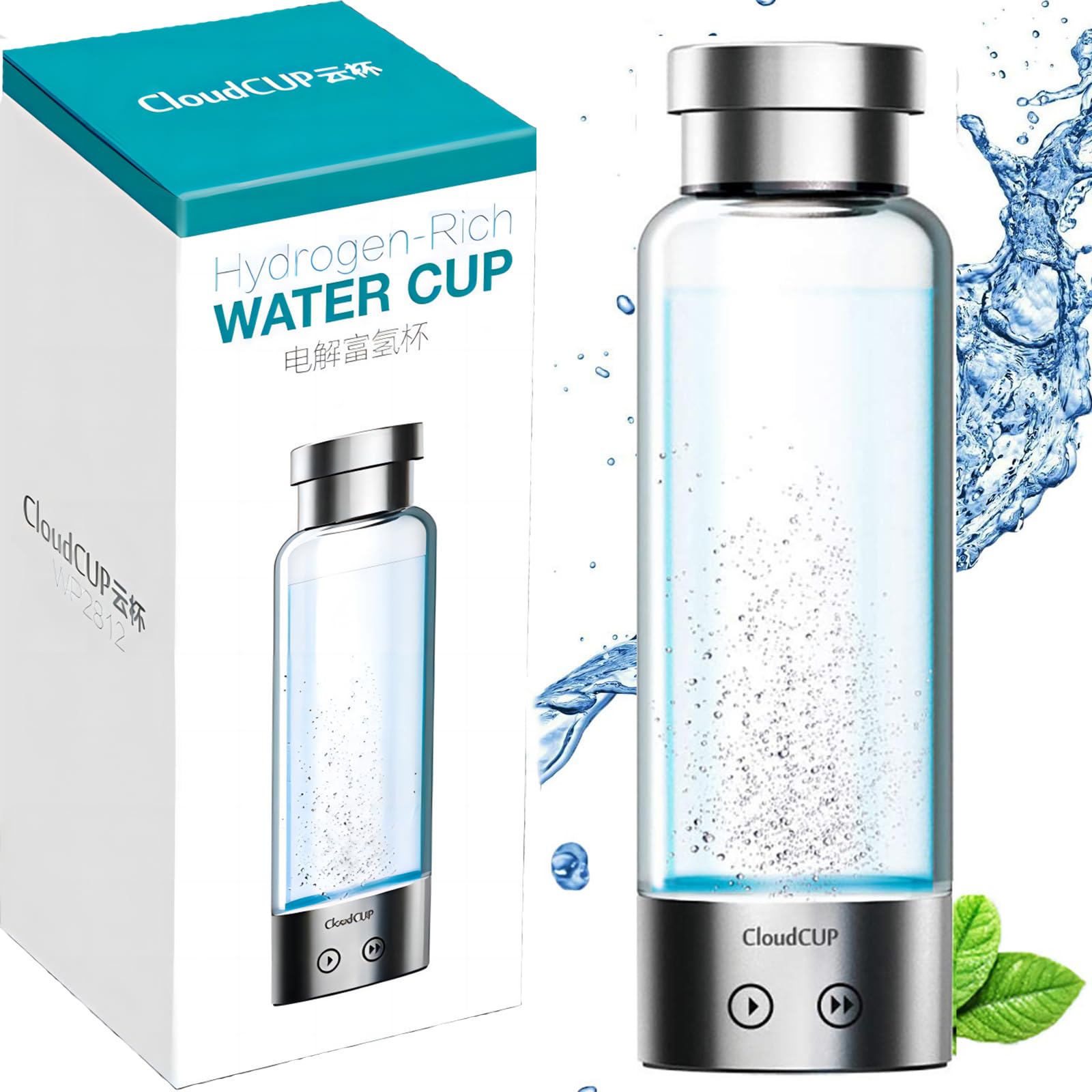 Premium 480ml Hydrogen Water Bottle Generator - IC Intelligent Alkaline Water Machine with Double Layer Glass, LED Display & USB Charging | Portable Hydrogen-Rich Water Maker for Home, Office, Gym & Travel Hydration