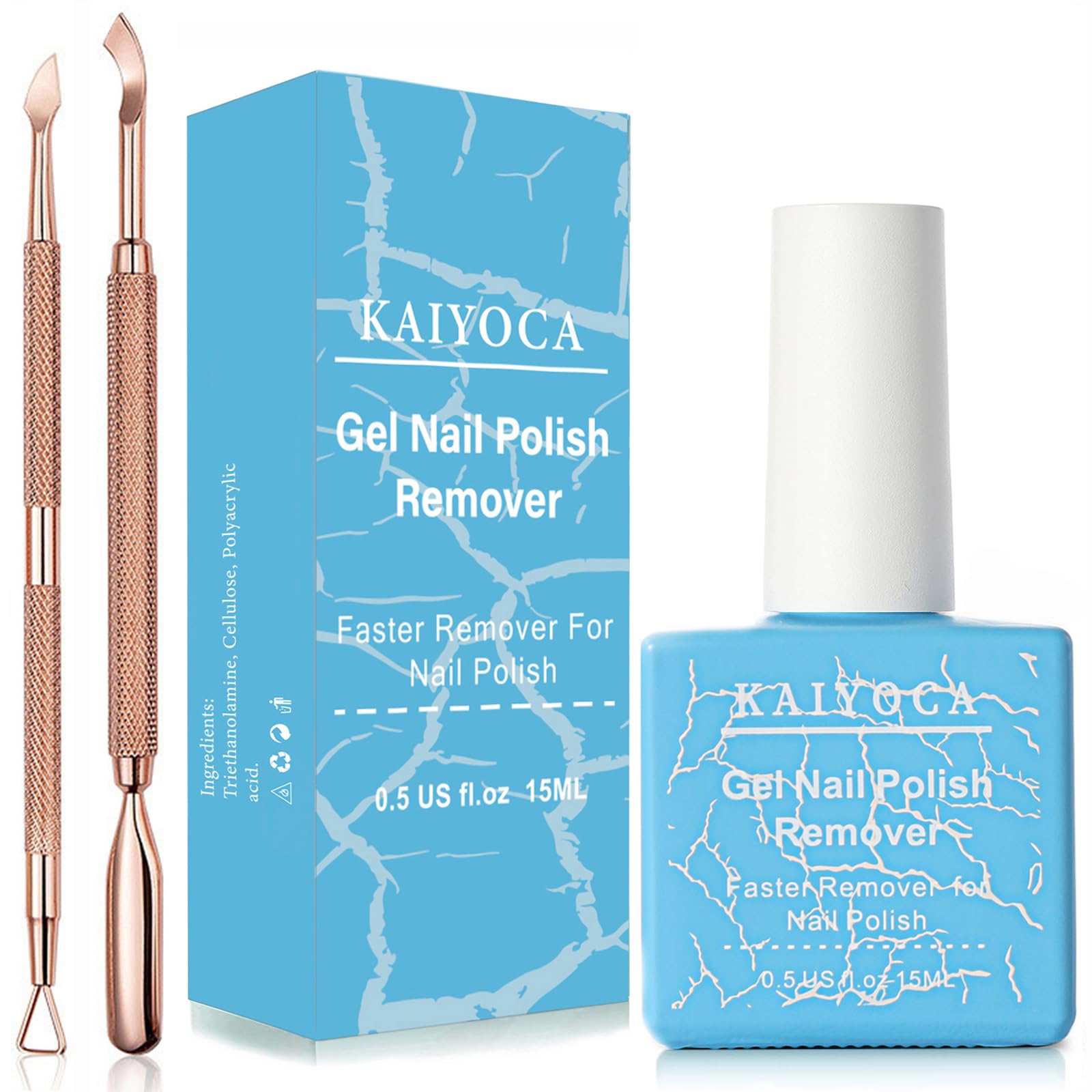 Gel Nail Polish Remover Kit with Cuticle Pusher & Nail Scraper - Non-Irritating, Fast-Acting Formula, No Foil or Soaking Required - Perfect for At-Home Manicures & Salon-Quality Nail Care
