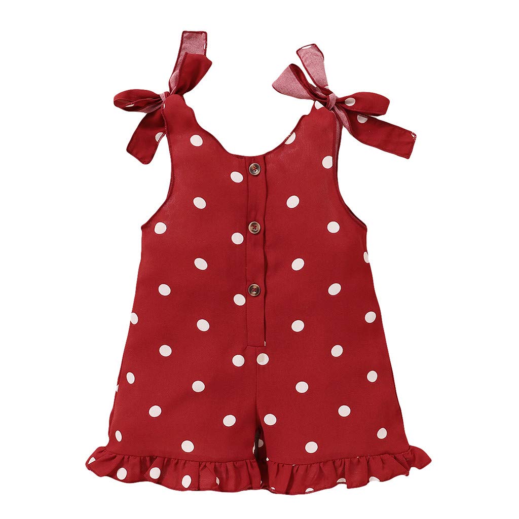 Newborn Baby Girl Romper - Sleeveless Dot Print Ruffles Suspender Jumpsuit Outfit | Summer Clothes for Infant Girls | Perfect for Playdates, Beach Outings & Photo Shoots