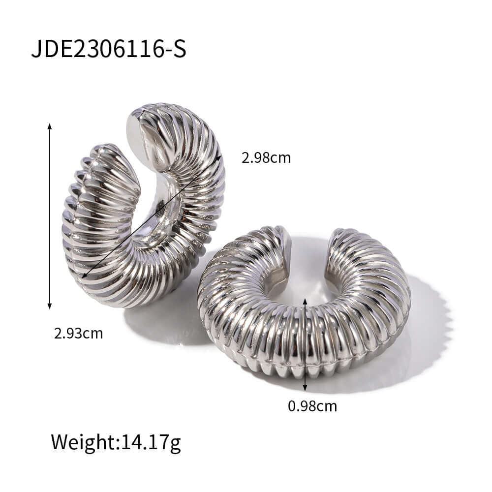 Spiral C Fat Hoop Earrings - Non Pierced Ear Climber Ear Cuff for Women | JDE2138 | Perfect for Parties, Weddings & Everyday Fashion Accessories