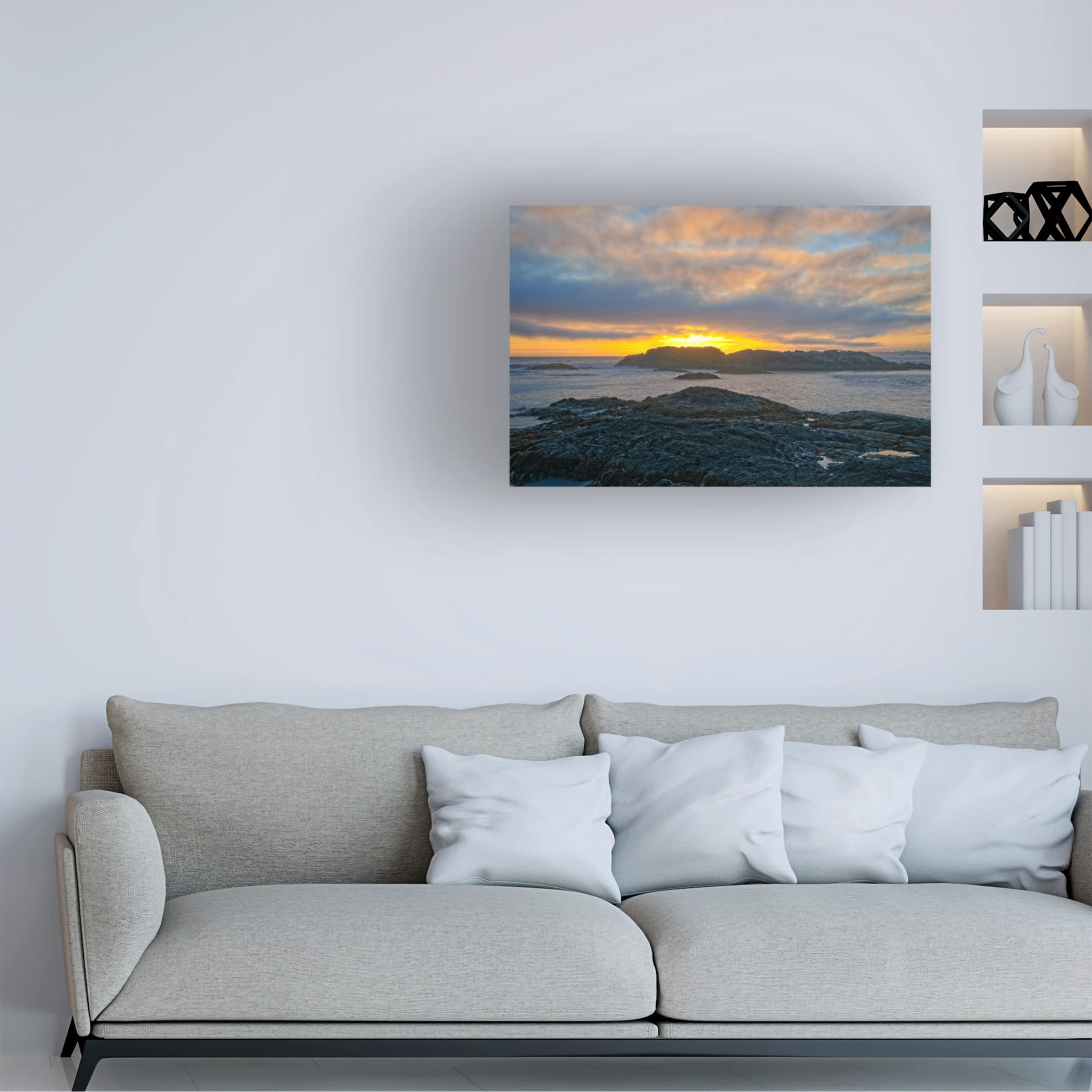 Trademark Fine Art 'Wickaninnish Sunset' Canvas Wall Art by Chuck Burdick - Stunning Beach Sunset Painting for Living Room, Bedroom & Office Decor
