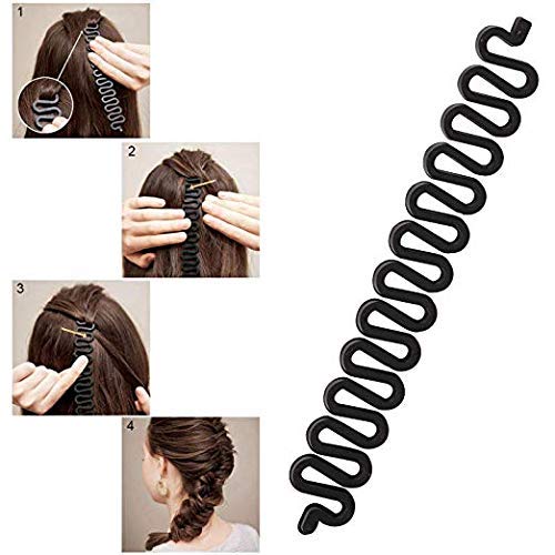19 Pcs Hair Braiding Tool Kit - DIY Hair Styling Accessories for Updo, Ponytail & Topsy Braids (Blue) | Perfect for Salon, Home Use & Party Hairstyles