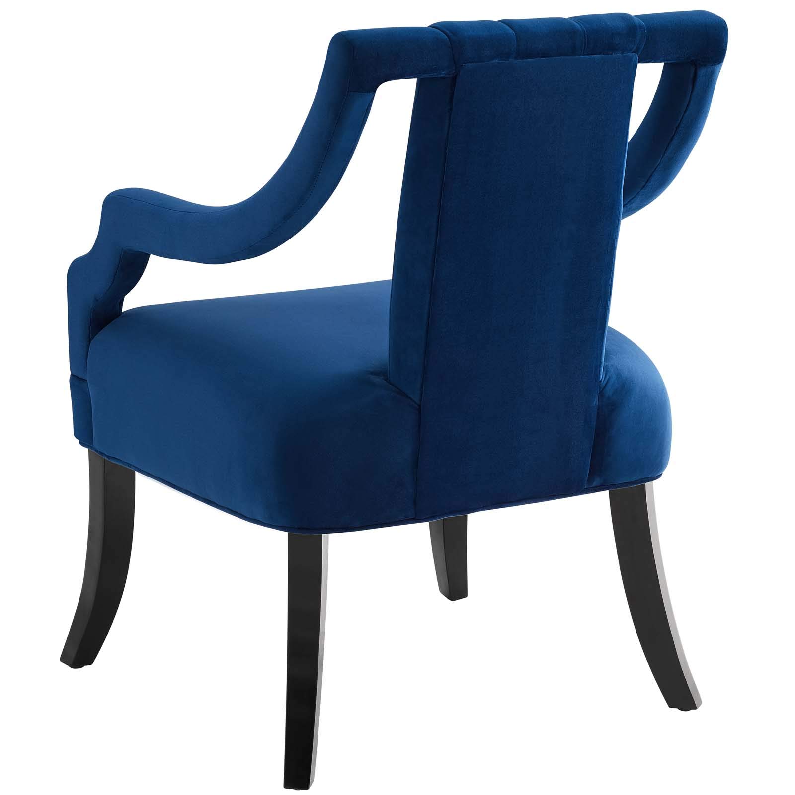Modern Velvet Accent Chair for Living Room - Navy Blue Upholstered Wooden Lounge Side Chair - Perfect for Home, Office & Reading Nook