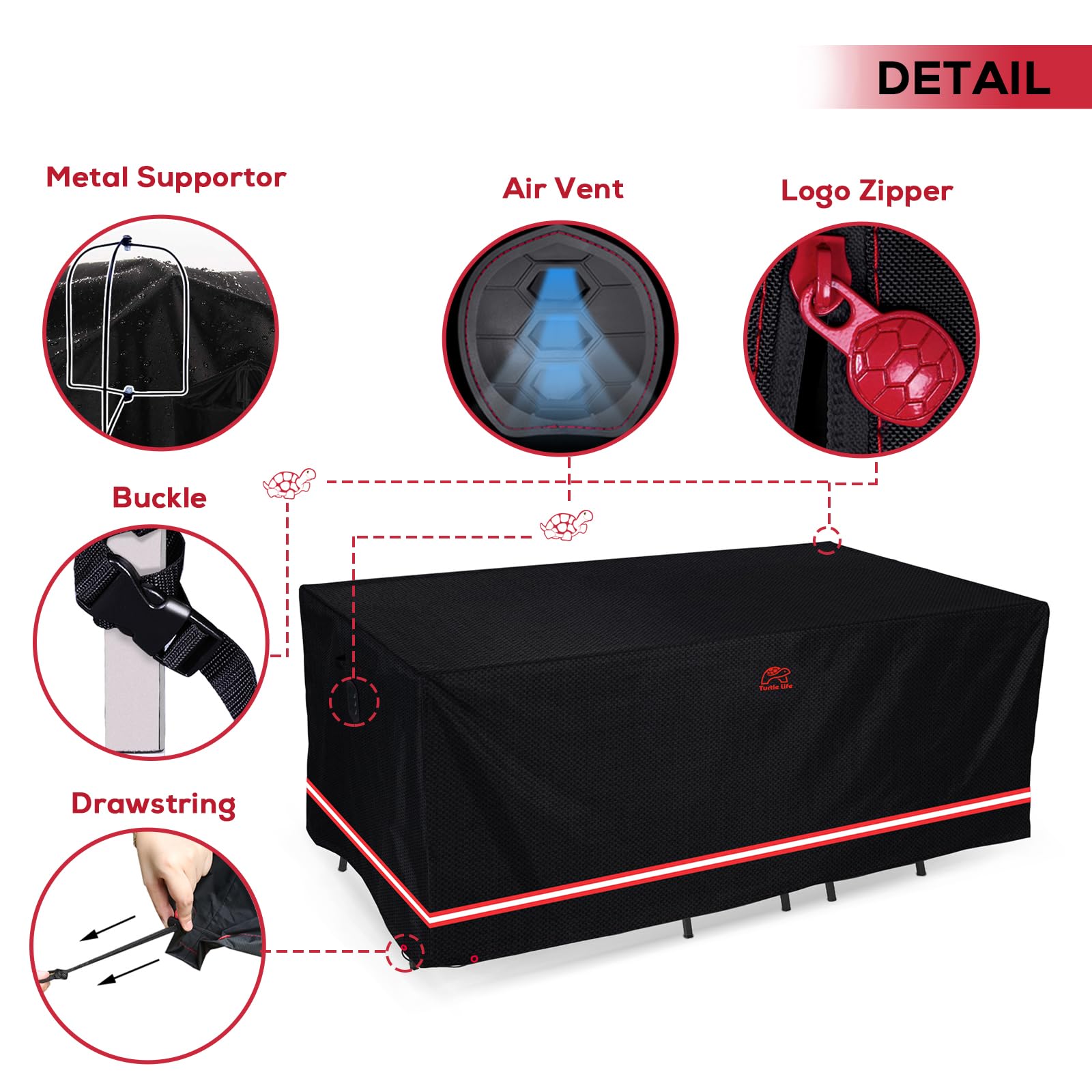 Heavy Duty Waterproof Outdoor Patio Furniture Cover - UV Resistant, Anti-Fading, Fits Rectangular Dining Table & Chairs (128
