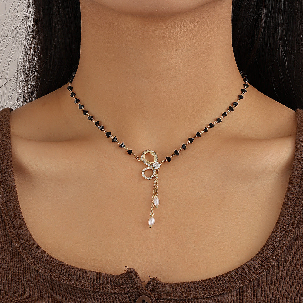 Trillion Crystal Bow Choker Necklace with Tassel - Elegant Y Necklace for Women | Perfect for Prom, Wedding, Party & Date Night Jewelry Gift