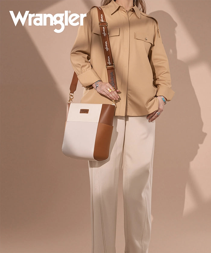 Wrangler Cow Print Crossbody Bucket Bag for Women - Stylish Western Handbag with Adjustable Strap - Perfect for Daily Use, Travel & Country Music Festivals
