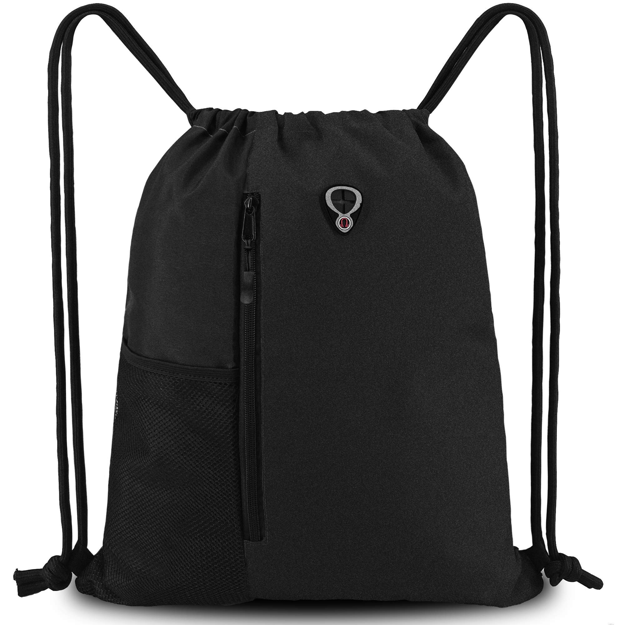 Large Drawstring Gym Backpack for Women - Sports & Workout Bag - Black
