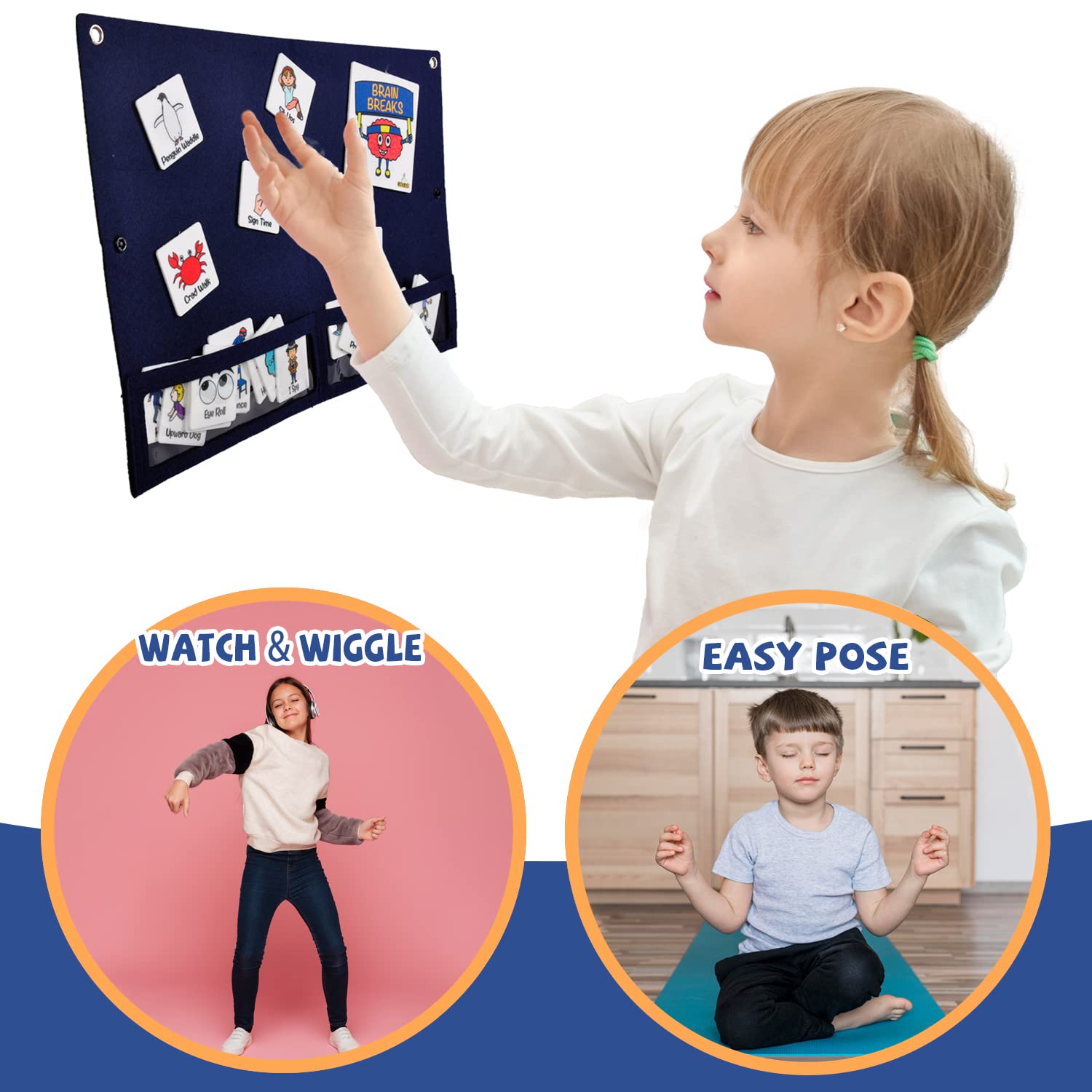 CHEFAN Classroom Brain Break Activities Board - 56 Fun Exercise Cards for Kids, PE Equipment & Gym Learning Games | Perfect for Physical Education, Recess Play & Indoor/Outdoor School Activities