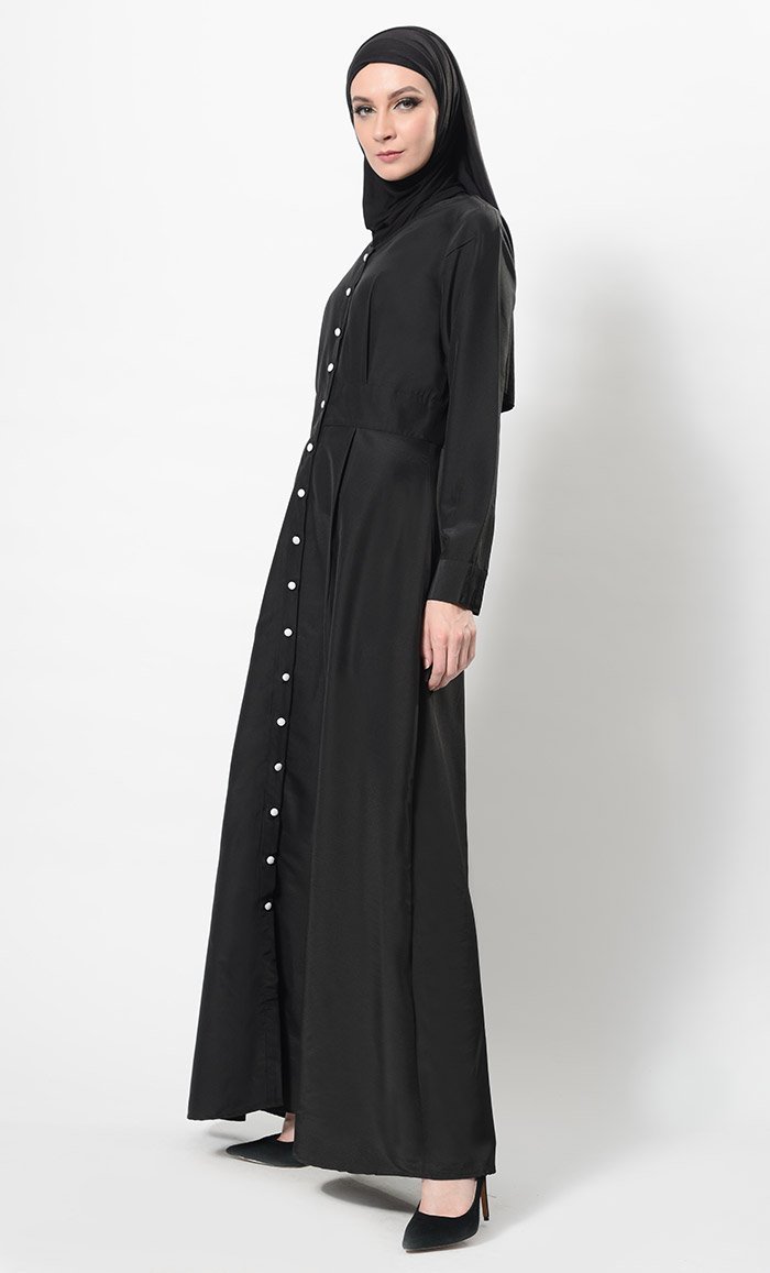 Stylish Button Down Basic Abaya Dress and Hijab Set for Women - Perfect for Prayer, Modest Fashion & Everyday Wear