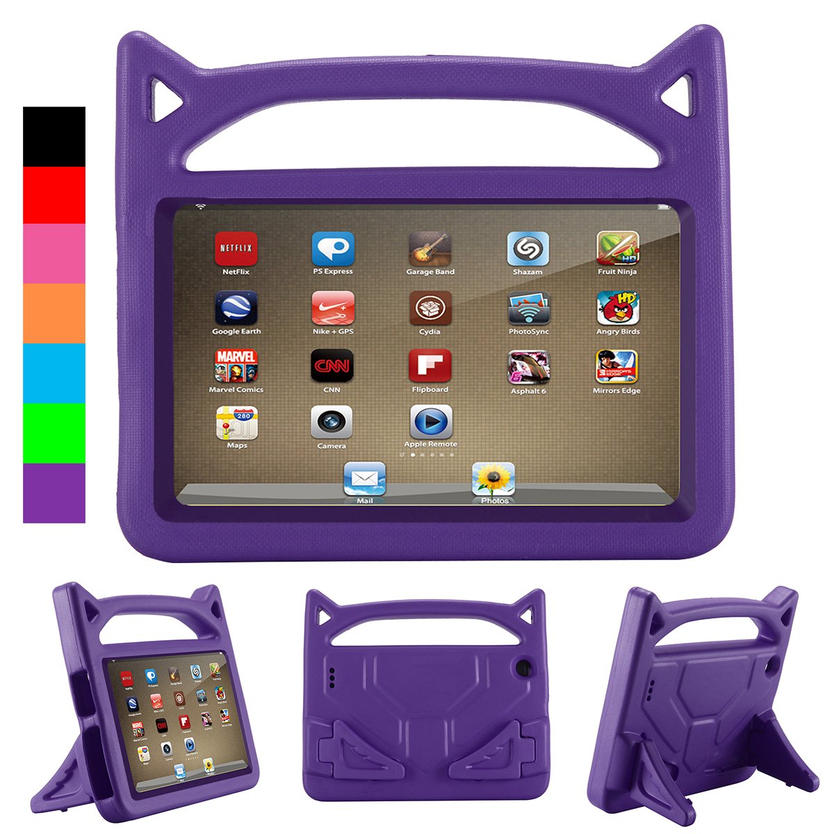 Amazon Fire 7 Tablet Case (2015 & 2017 Models) - Durable Protective Cover with Auto Wake/Sleep - Purple - Perfect for Home, Travel & School Use