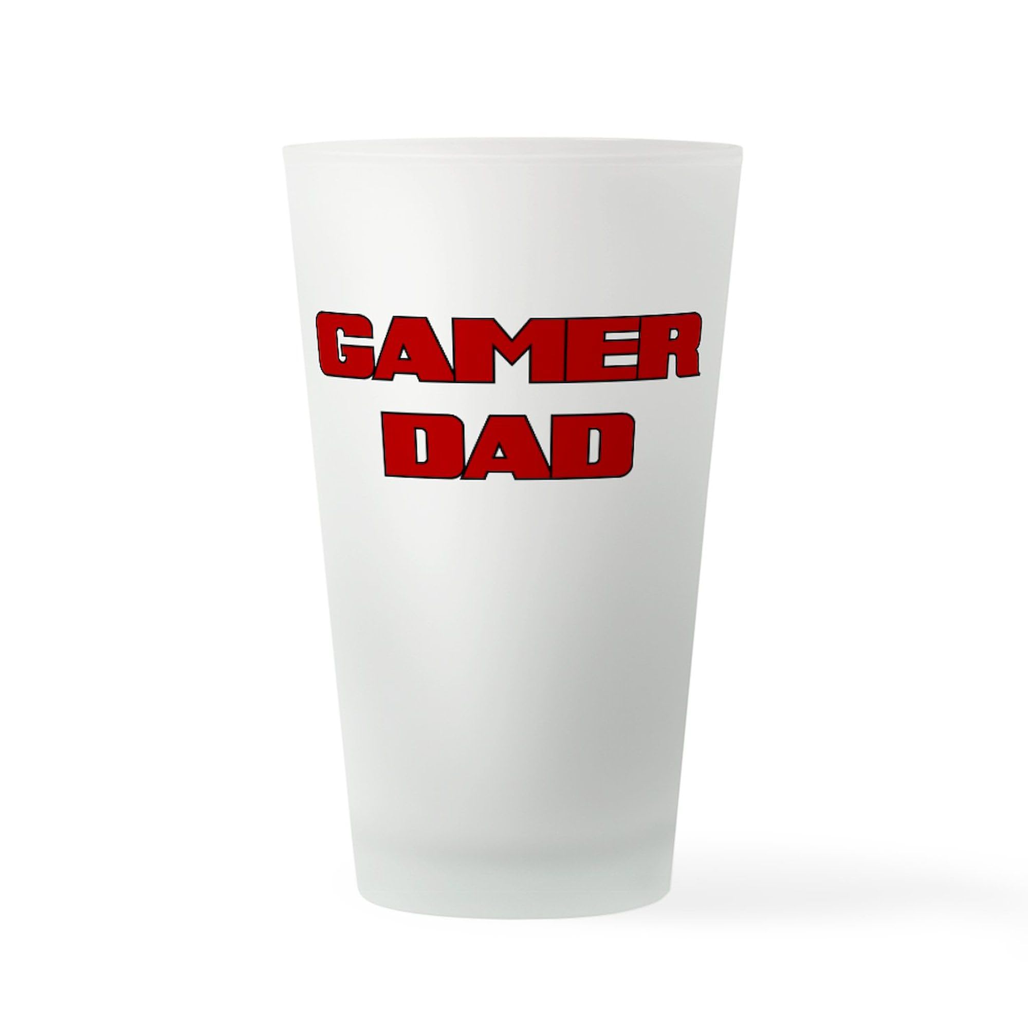 GAMER DAD 16 oz Pint Glass - Funny Video Game Themed Beer Mug for Fathers Day Gift, Gaming Party & Man Cave Decor
