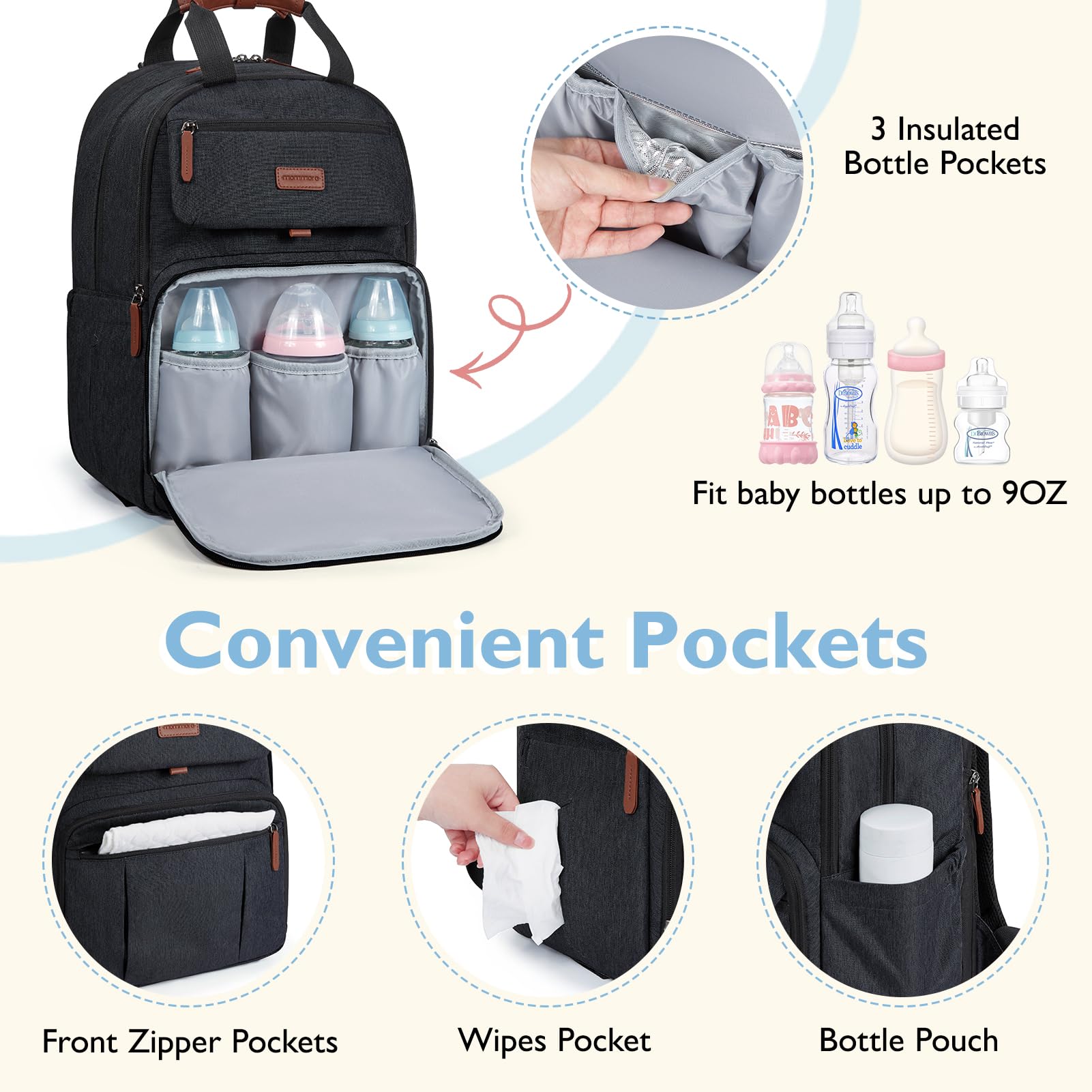 Mommore Extra Large Diaper Backpack for Twins & 2 Kids - Waterproof Travel Diaper Bag with Changing Pad | Perfect for Outdoor Adventures, Baby Travel & Daily Parenting