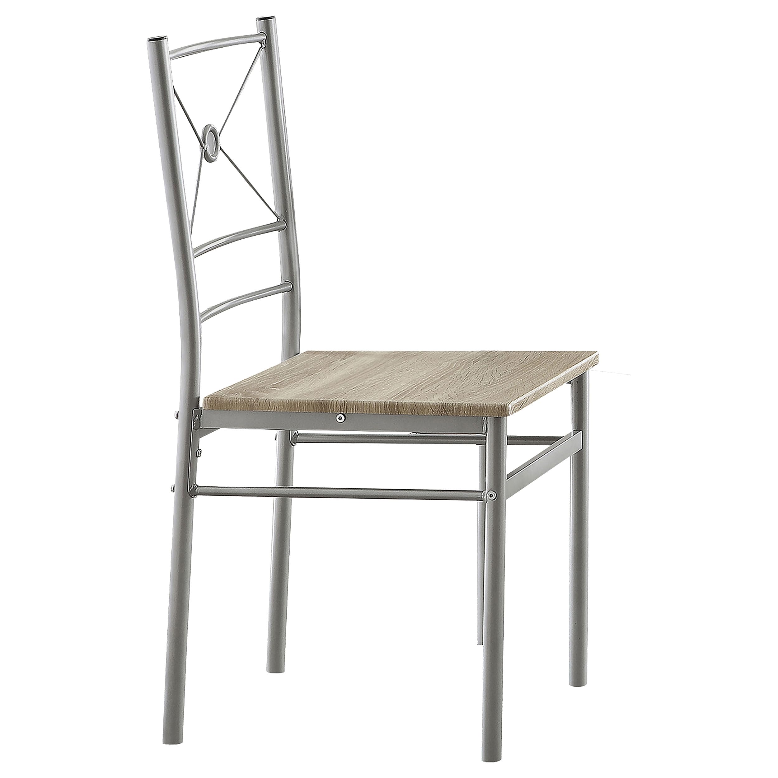 Coaster Home Furnishings 5-Piece Rectangular Dining Table Set in Brushed Silver Finish - Perfect for Small Space Dining Rooms, Breakfast Nooks & Apartment Living